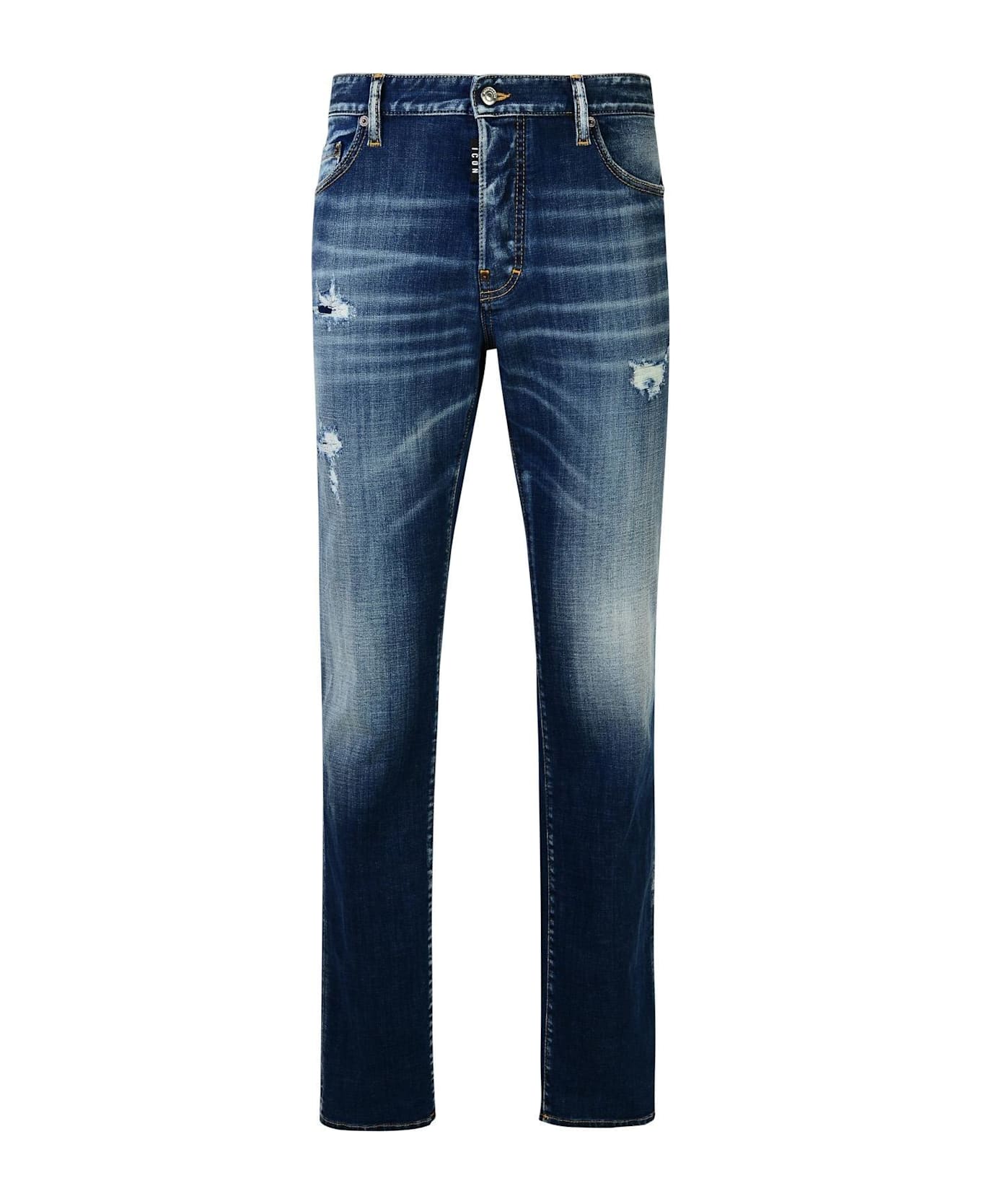 Dsquared2 Distressed Straight-leg Jeans - Navy Blue