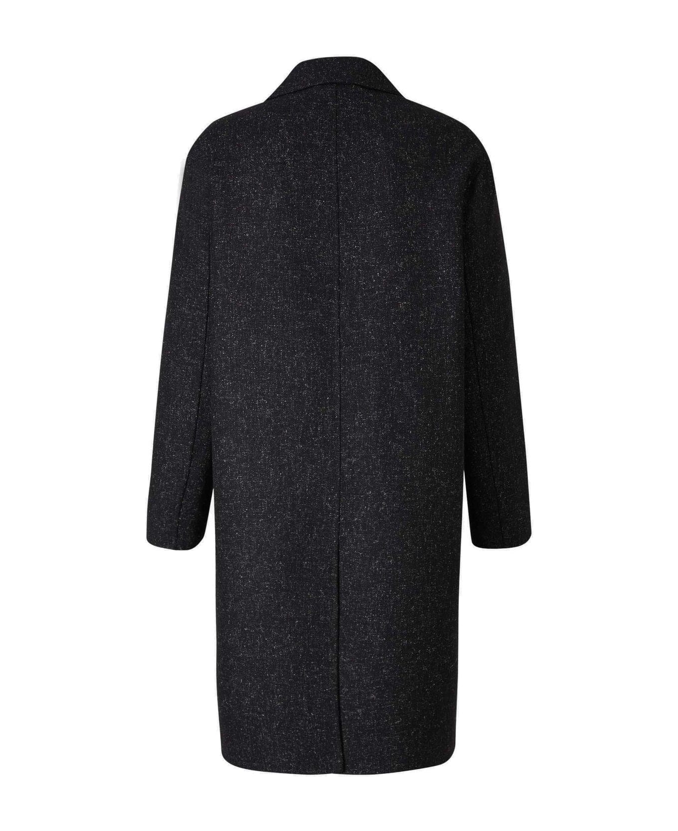 Lardini Single-breasted Knitted Coat - BLACK コート