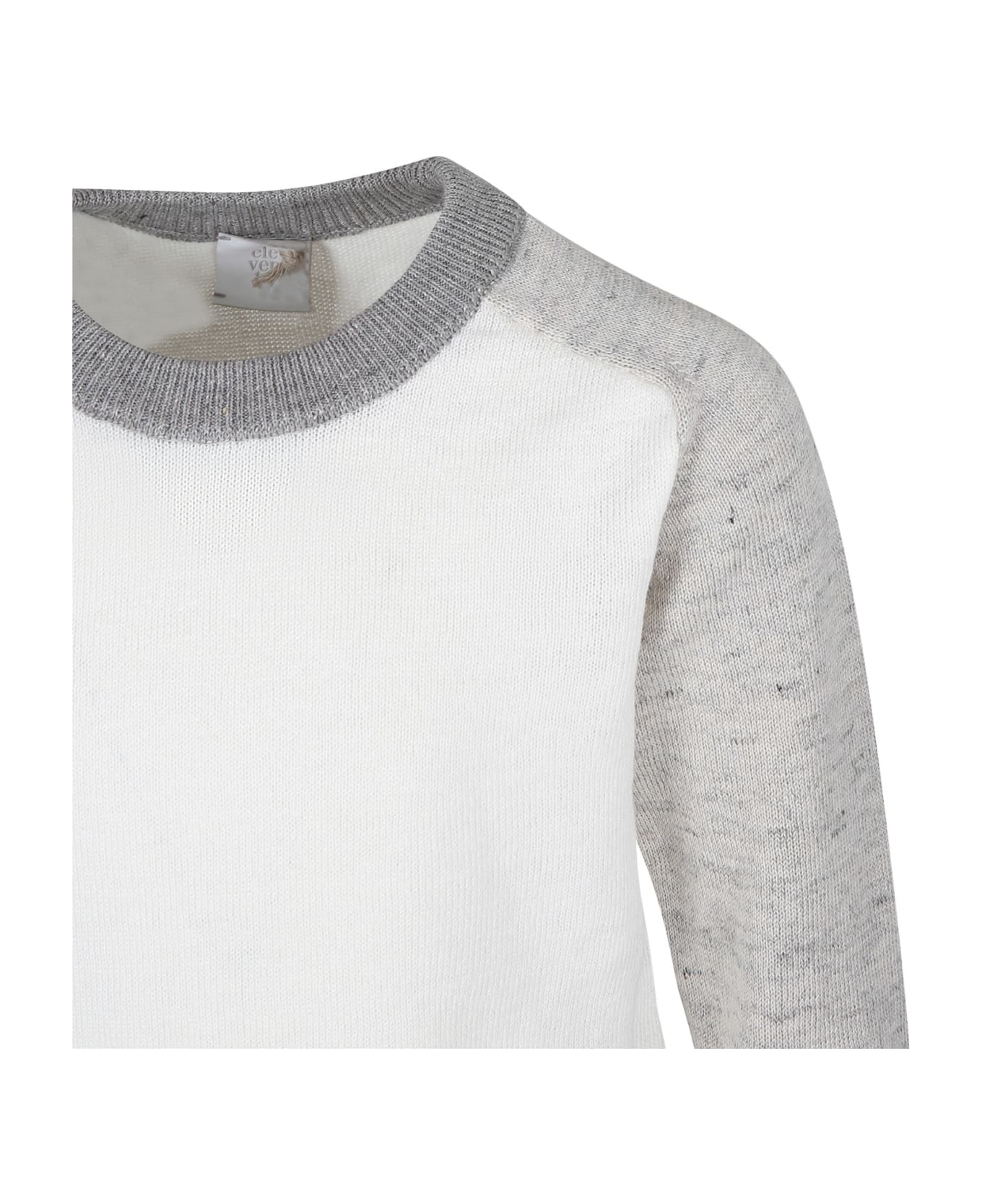 Eleventy Ivory Sweater For Boy With Logo - Ivory ニットウェア＆スウェットシャツ