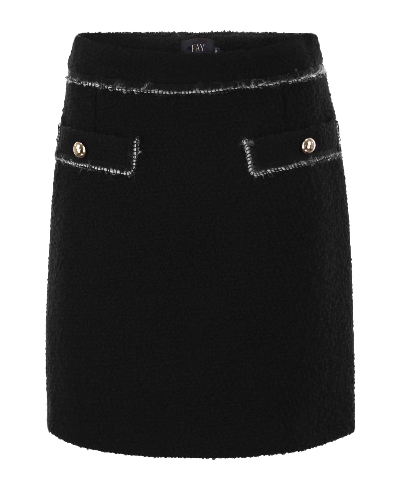 Fay Short Skirt With Boucle
 Details - Black