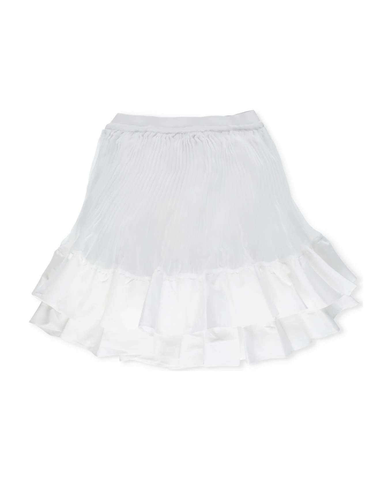 TwinSet Pleated Skirt With Logo - White