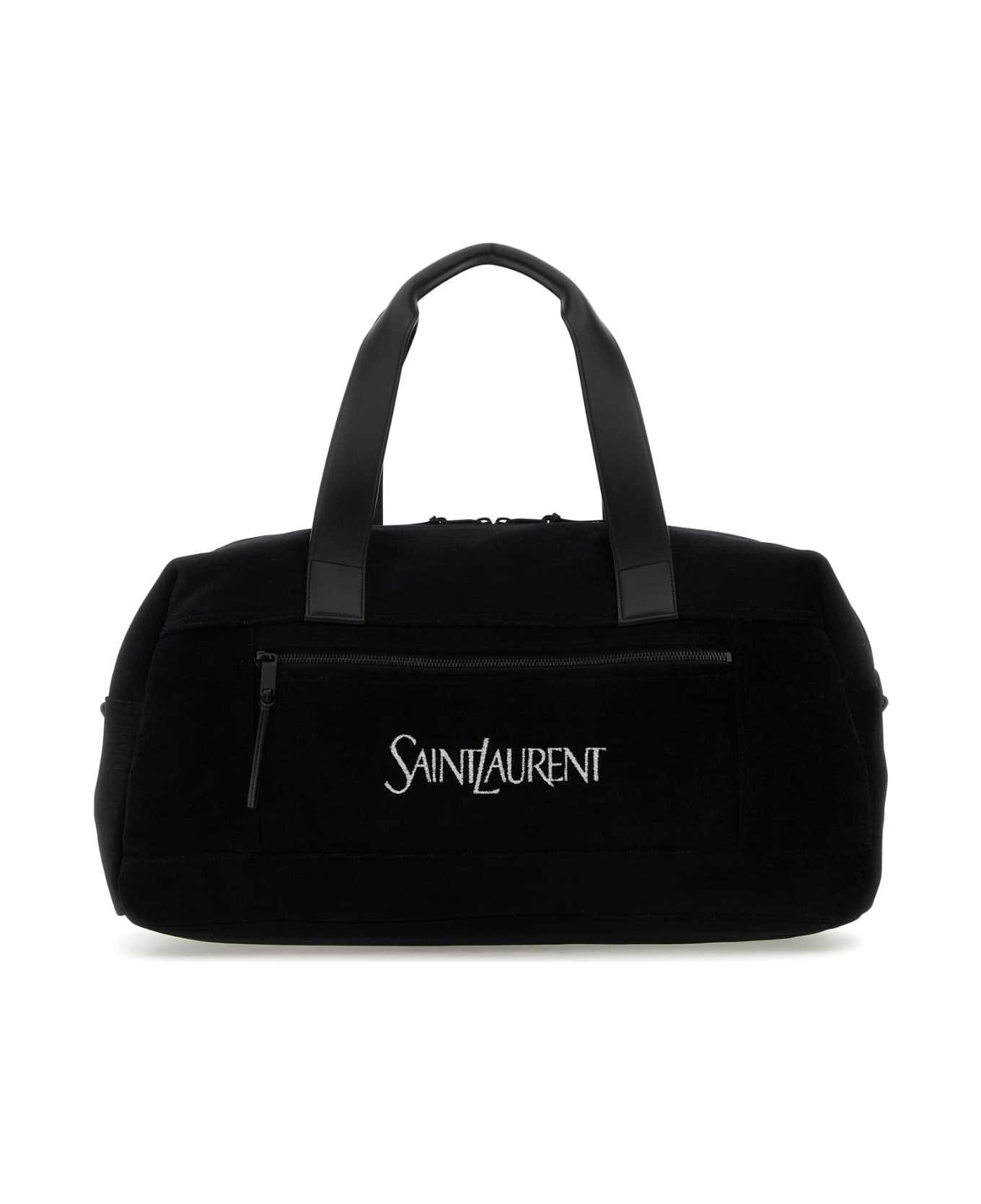 Saint Laurent Black Jacquard Duffle Travel Bag - NEROBIANCONERO