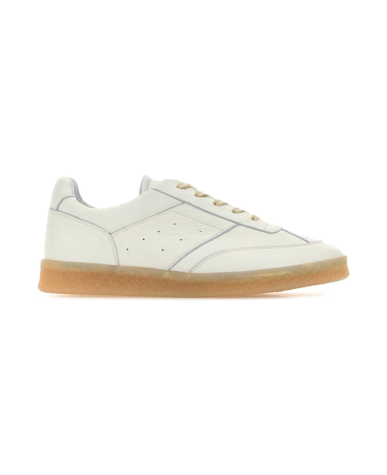 MM6 Maison Margiela White Leather Sneakers - WHITE