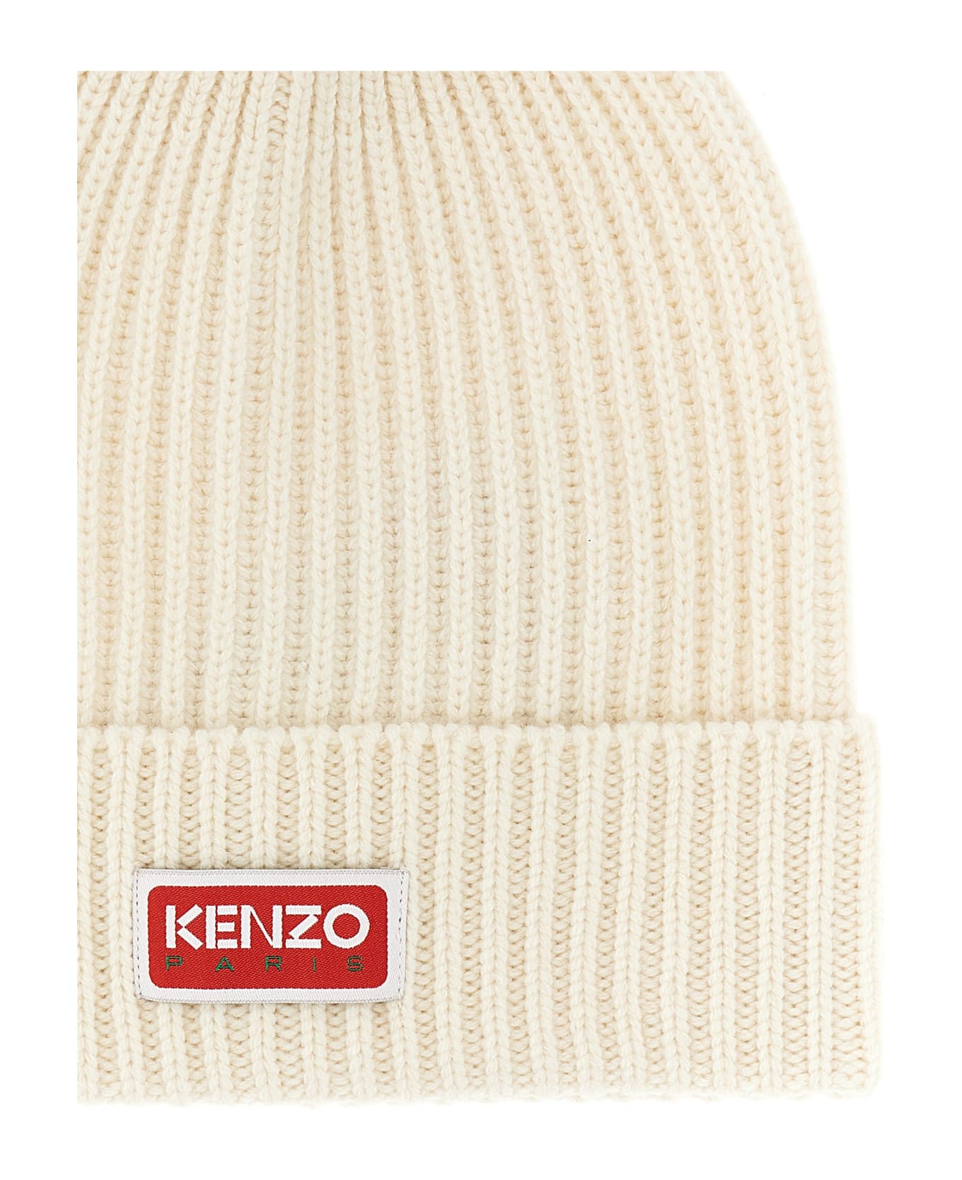 Kenzo Logo Patch Beanie - Blanc Casse 帽子
