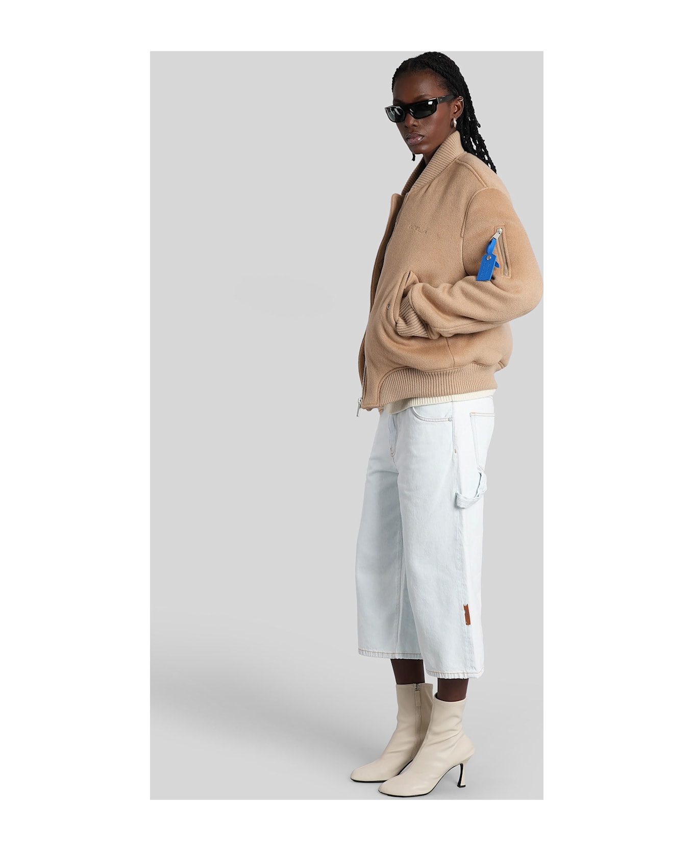 Off-White Bomber Jacket In Beige Cashmere - beige