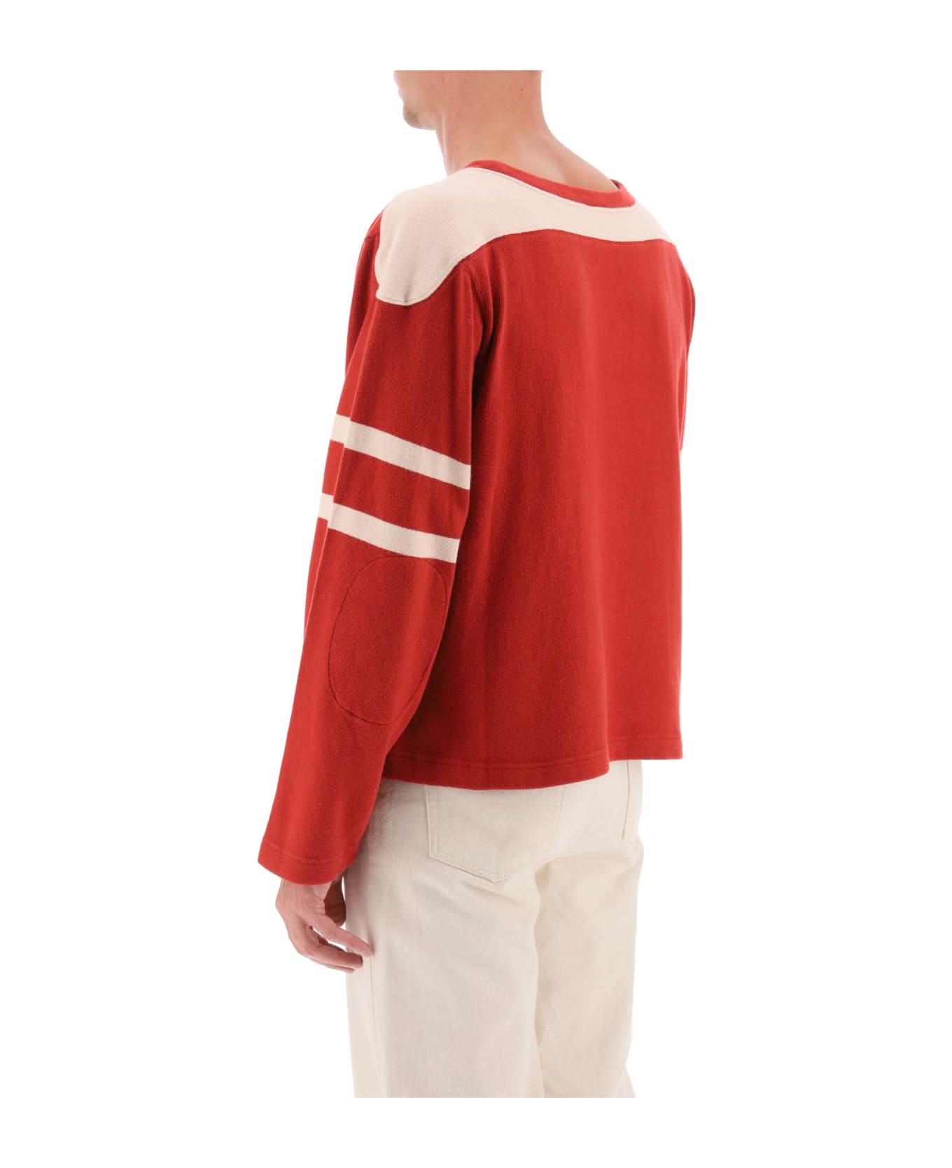 Bode Bucky Two-tone Cotton Sweater - RED ECRU (Red) フリース