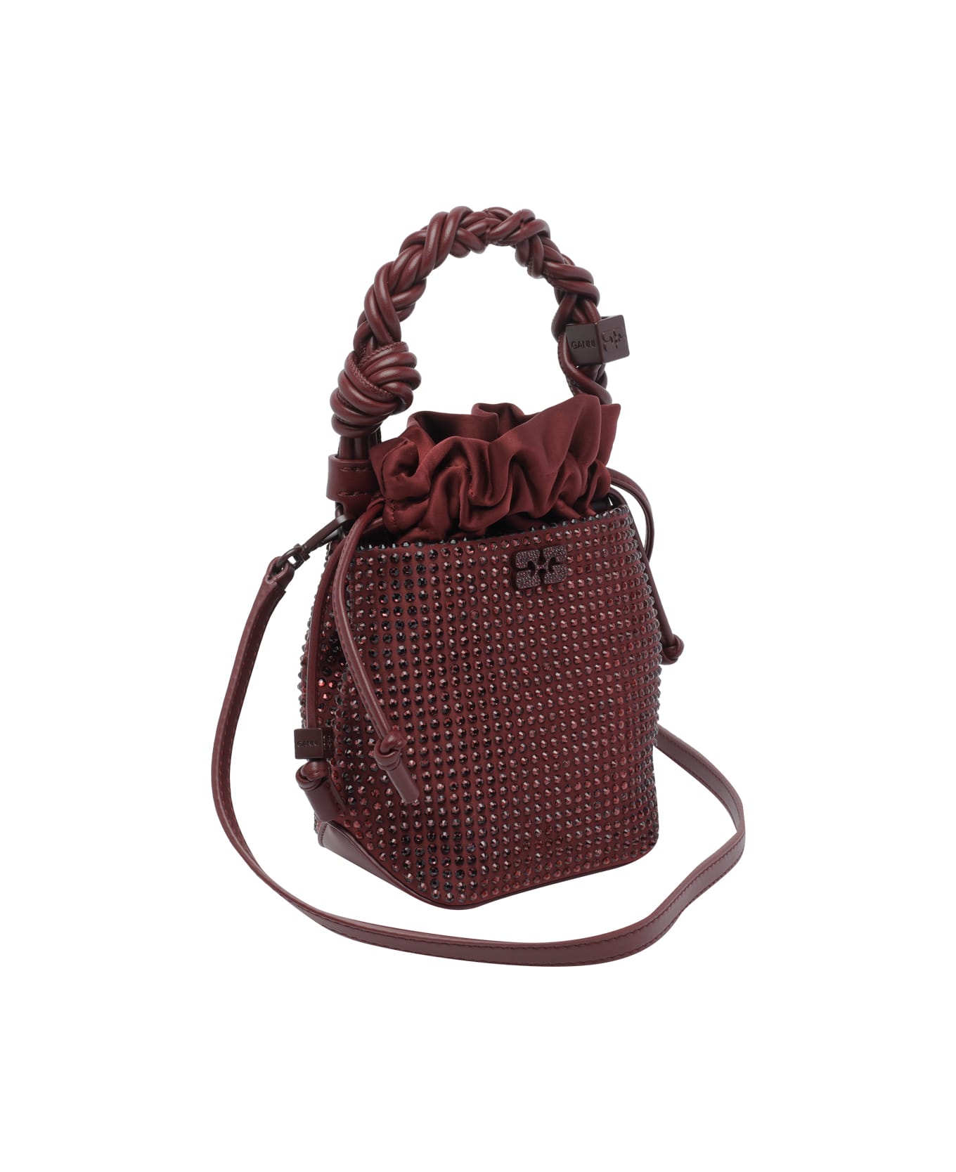 Ganni Mini Strass Bou Bucket Pouch - Red