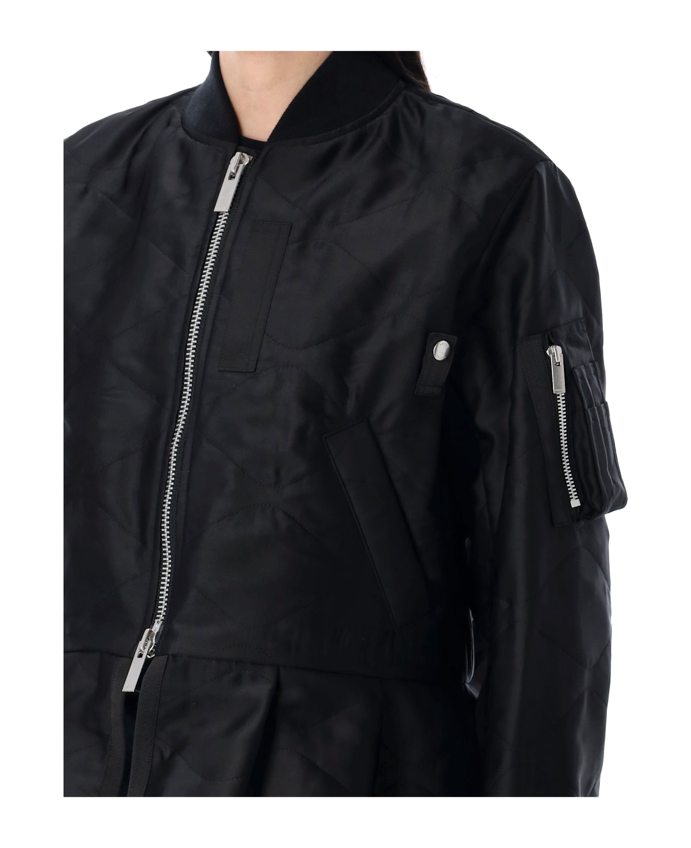 Sacai Quilted Satin Blouson - BLACK