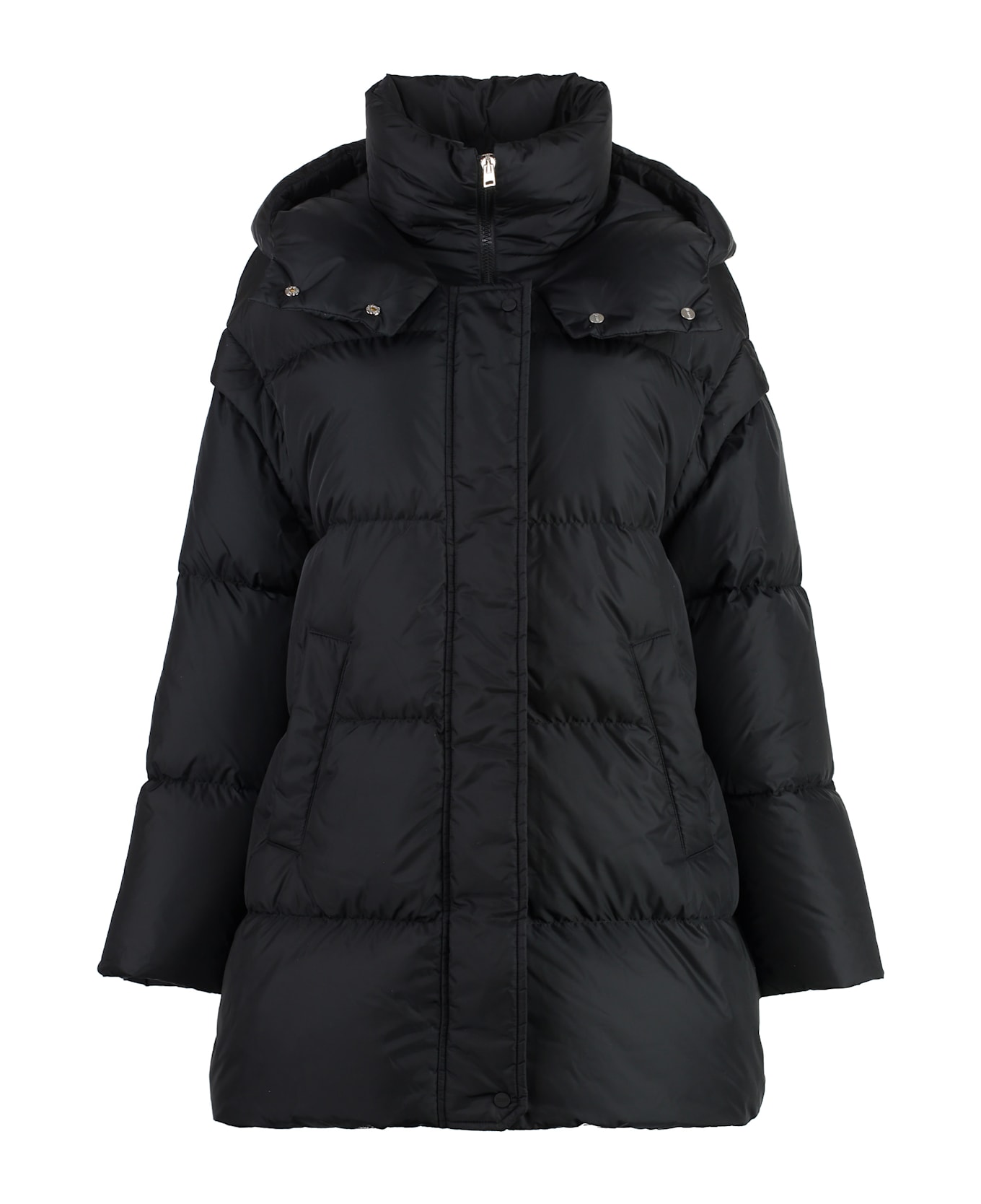 Herno Hooded Techno Fabric Down Jacket - black