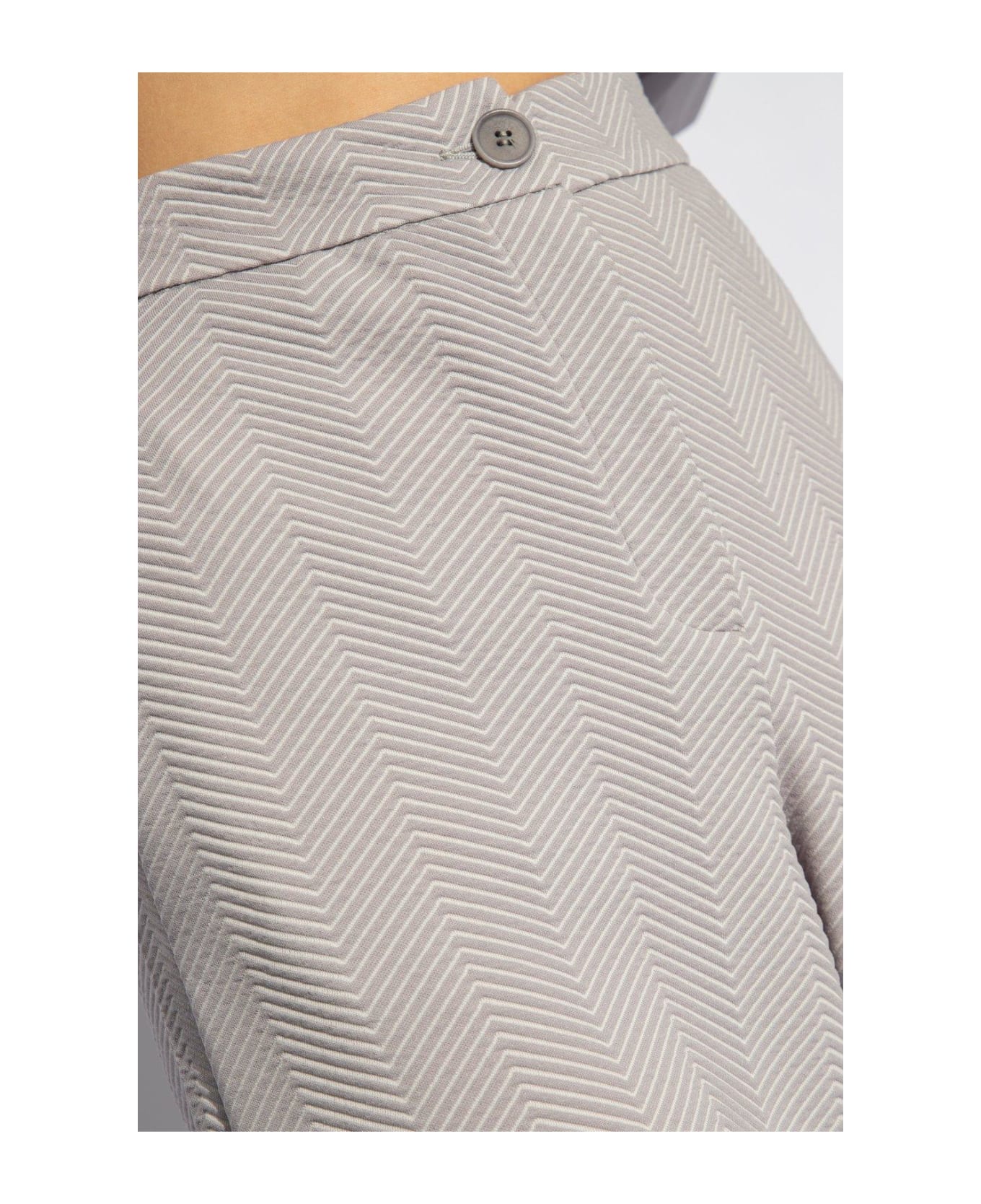 Emporio Armani Herringbone Trousers - Light Grey