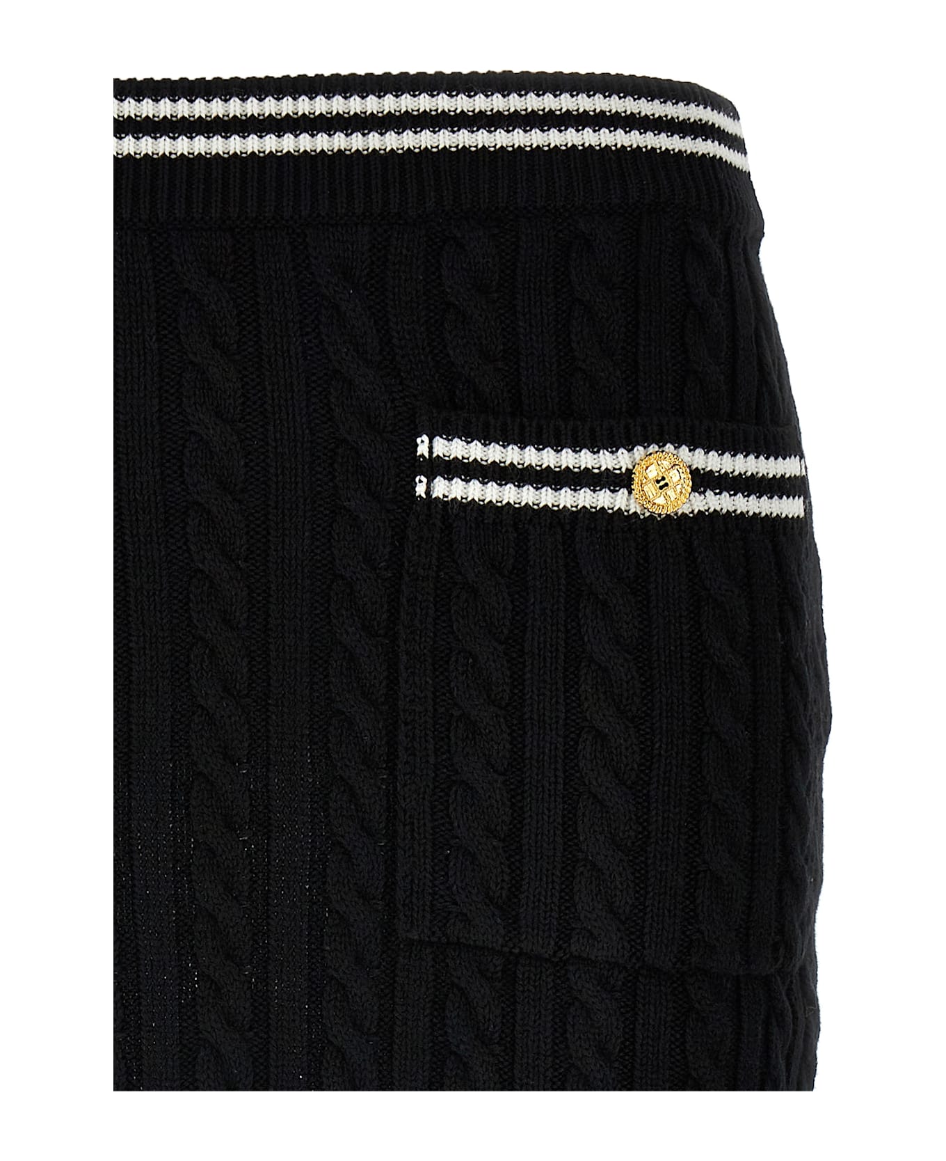 Alessandra Rich Black Cotton Mini Skirt - BLACK