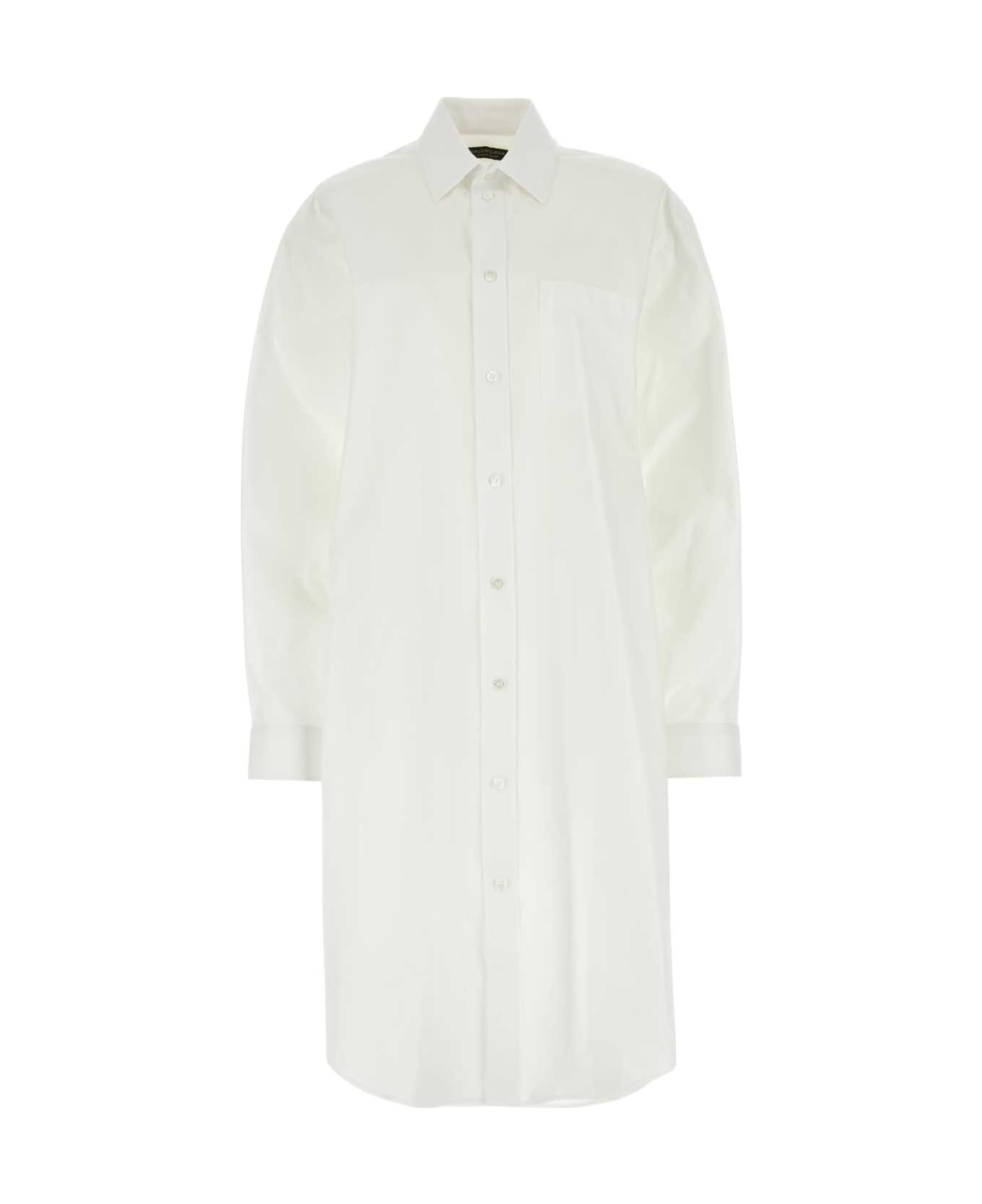 Balenciaga White Poplin Shirt Dress - WHITE