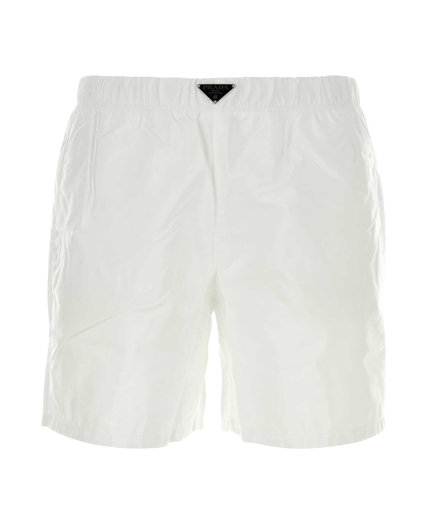 Prada White Re-nylon Swimming Shorts - BIANCO