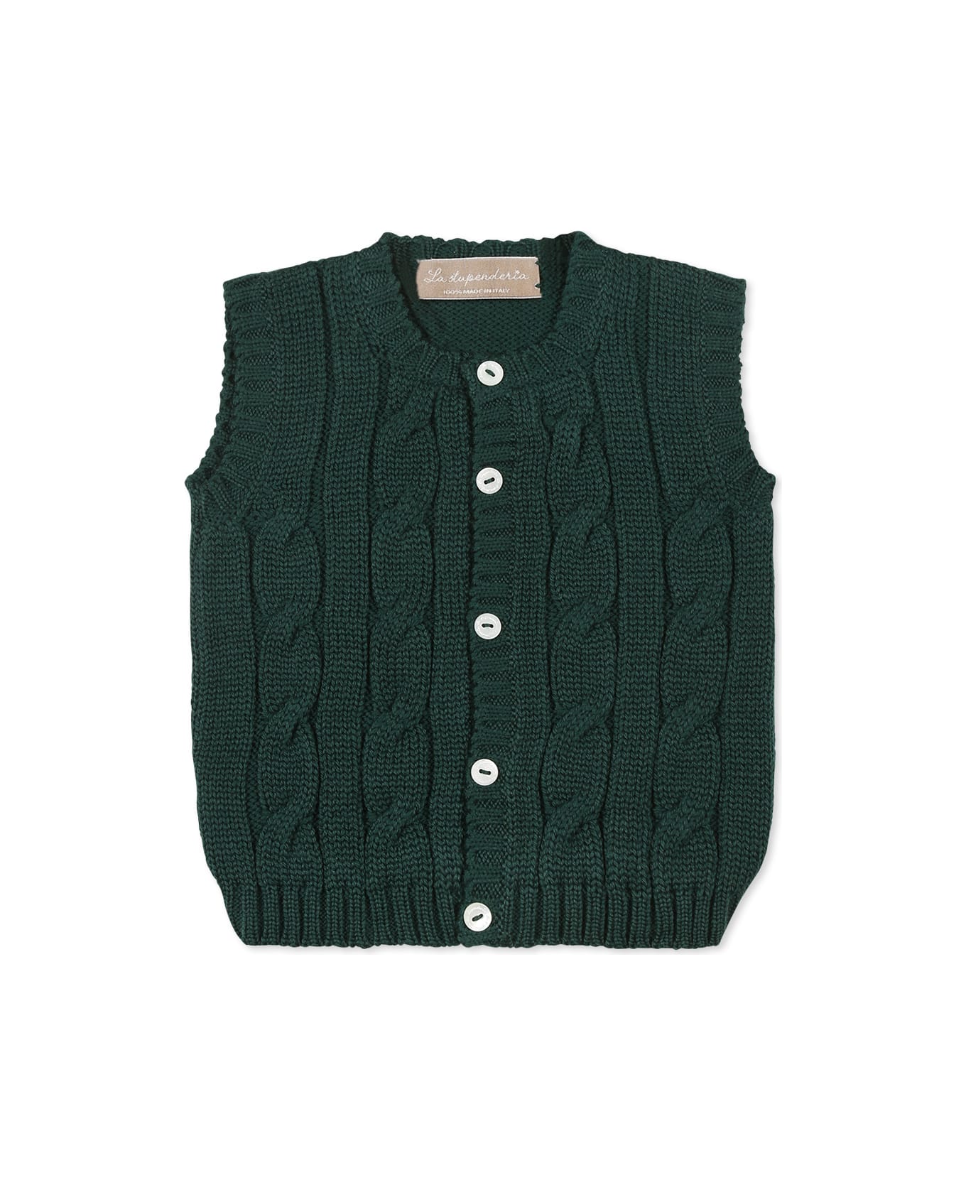 La stupenderia Green Knit Vest For Baby Boy - Green