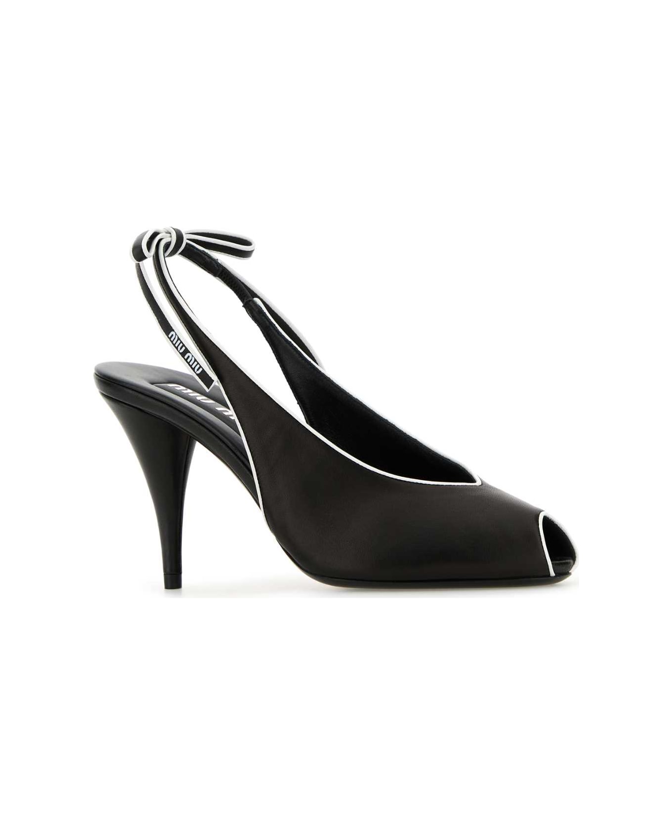 Miu Miu Black Nappa Leather Sandals - NEROBIANCO