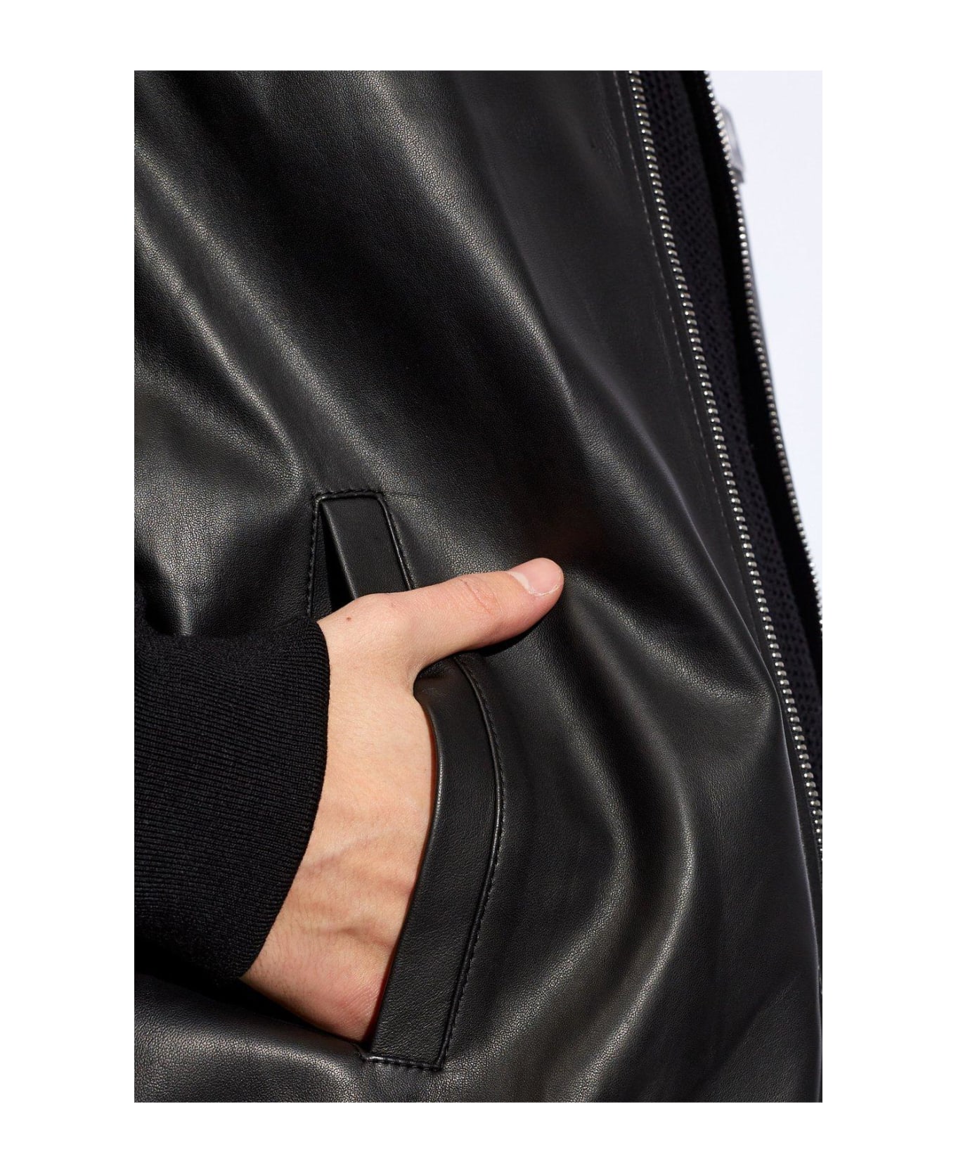Dsquared2 Logo Patch Leather Jacket - Black