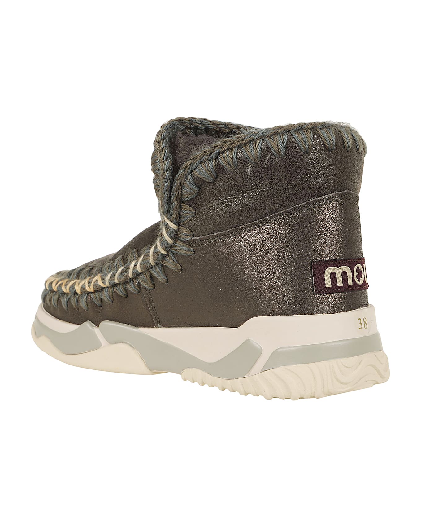 Mou Eskimo Trainer Overstitching - Dubkol Dust Metallic Black Olive