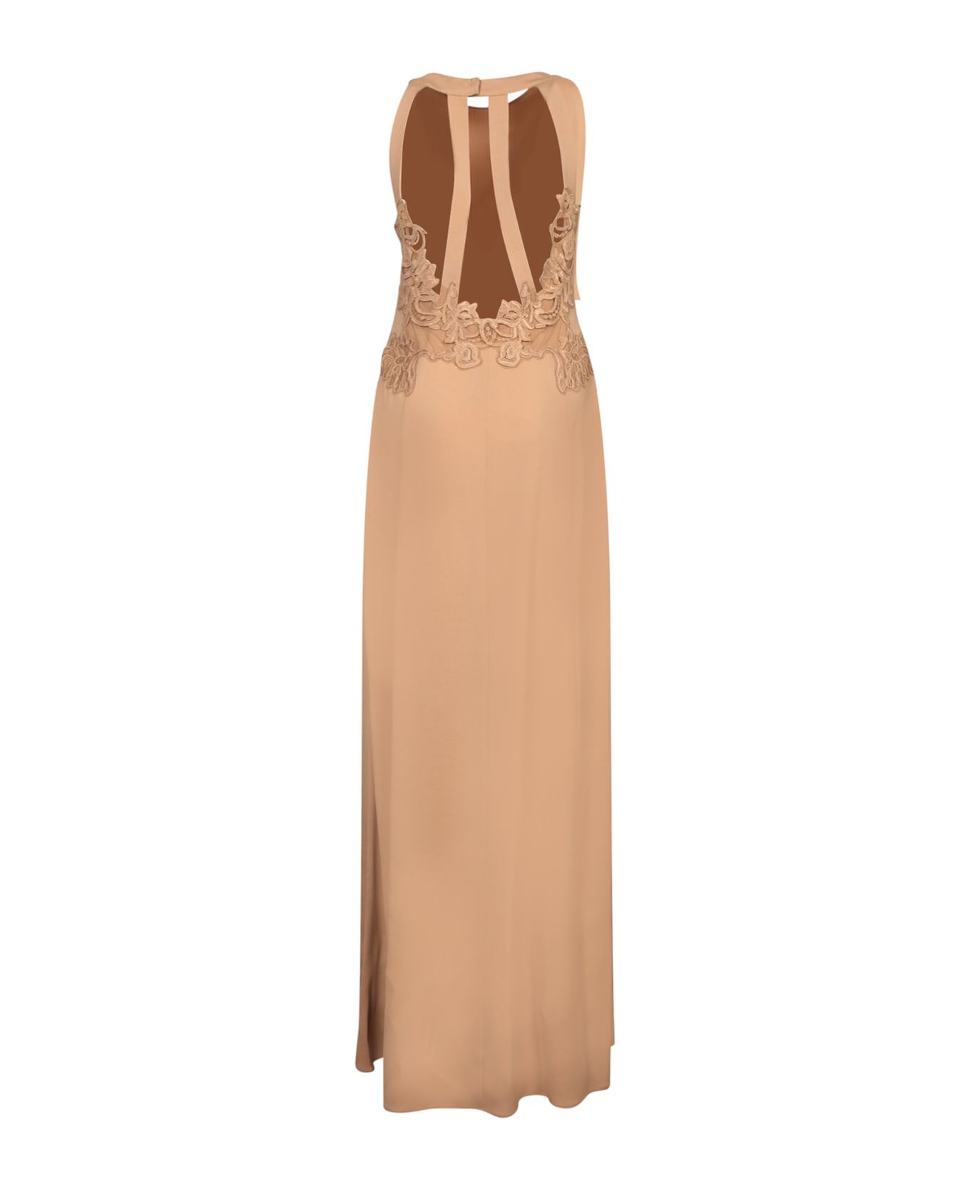 Alberta Ferretti Long Enver Satin Dress In Pink - Pink