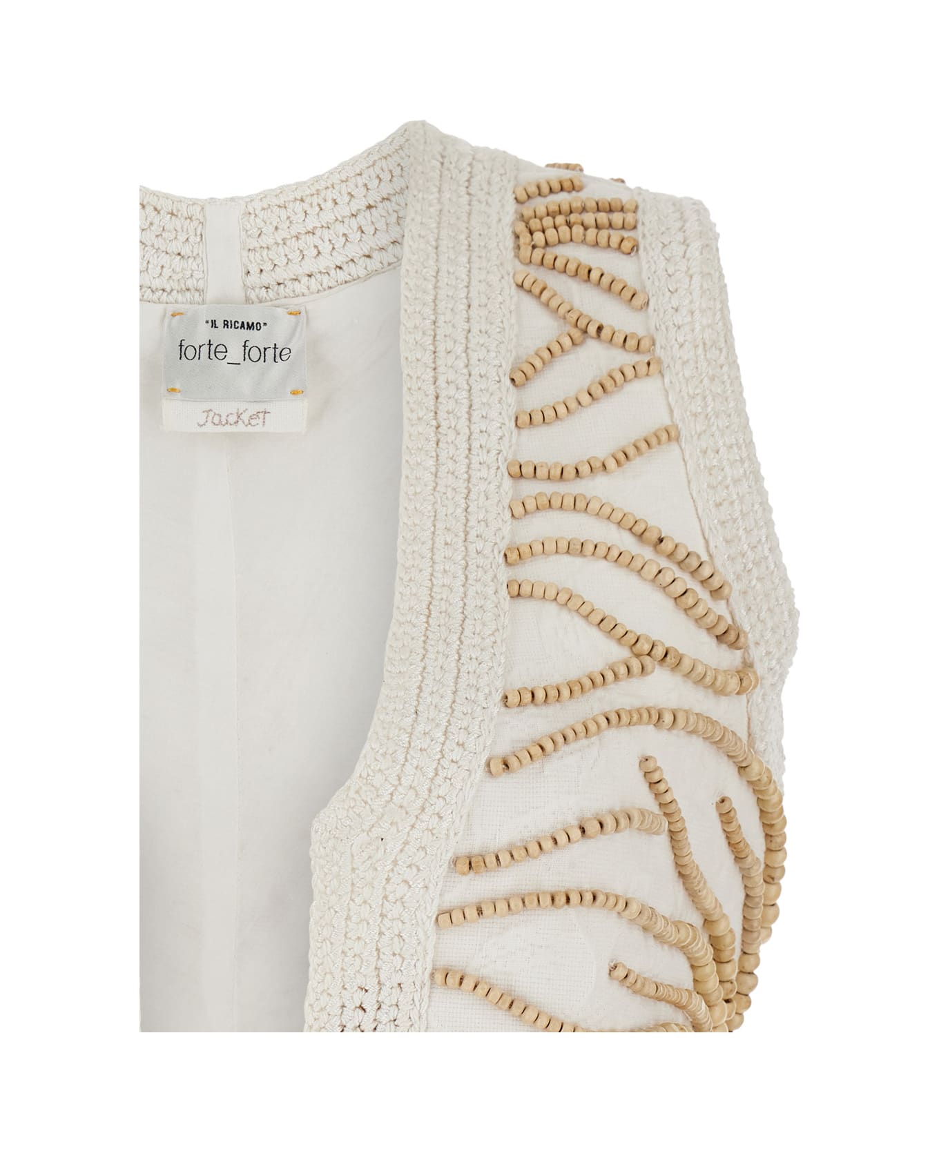 Forte_Forte White Vest With Embroidery And Beads In Cotton Woman - White