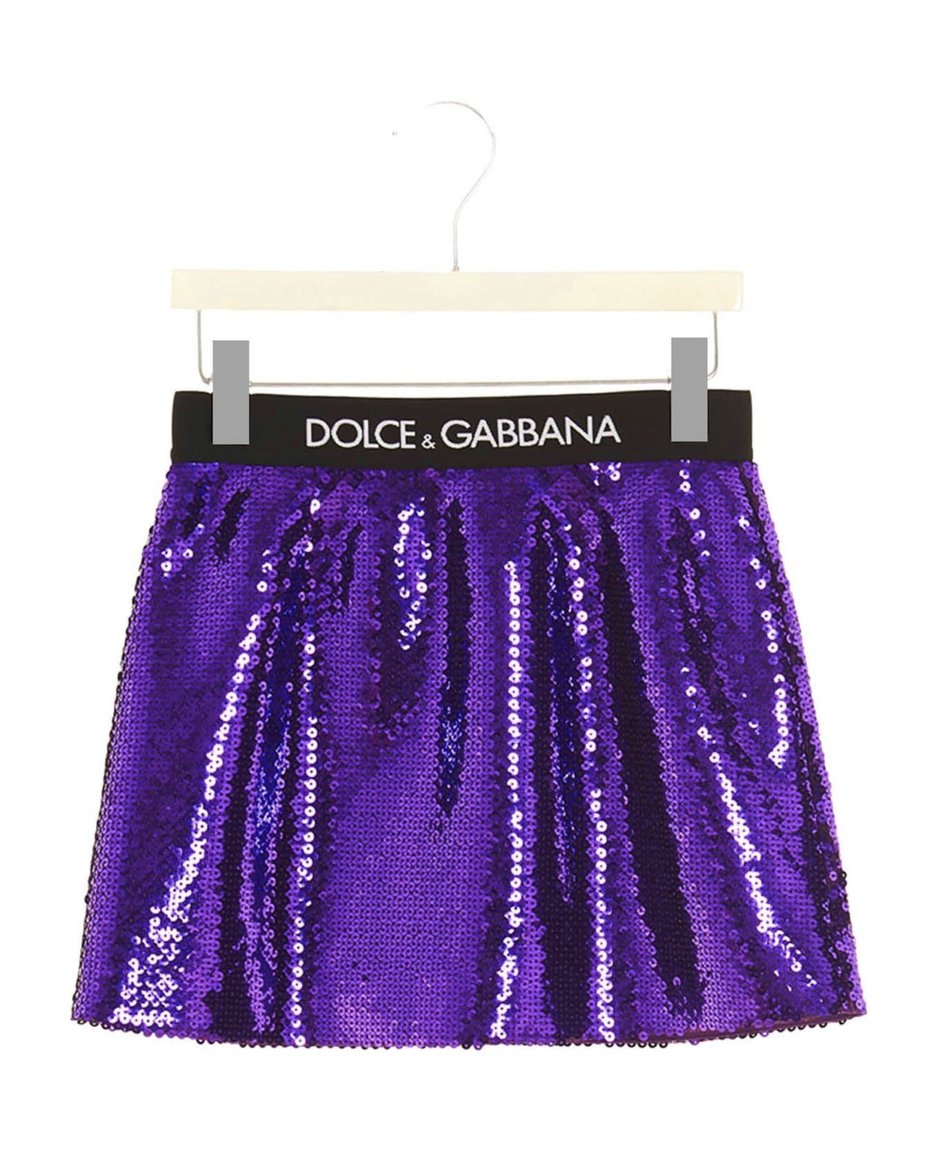 Dolce & Gabbana Logo Sequin Skirt - Purple ボトムス