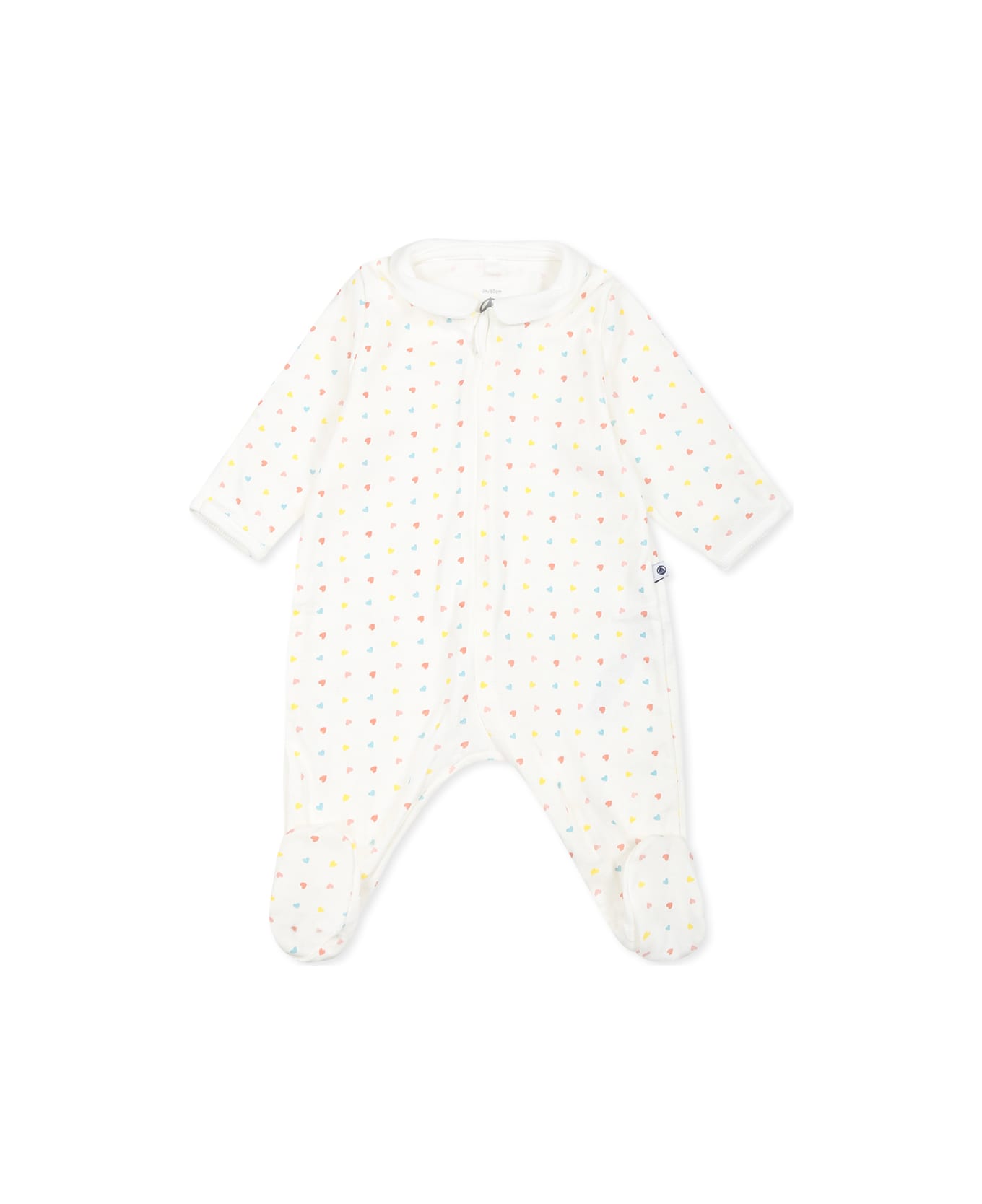 Petit Bateau Ivory Romper For Babykids With Hearts - Ivory