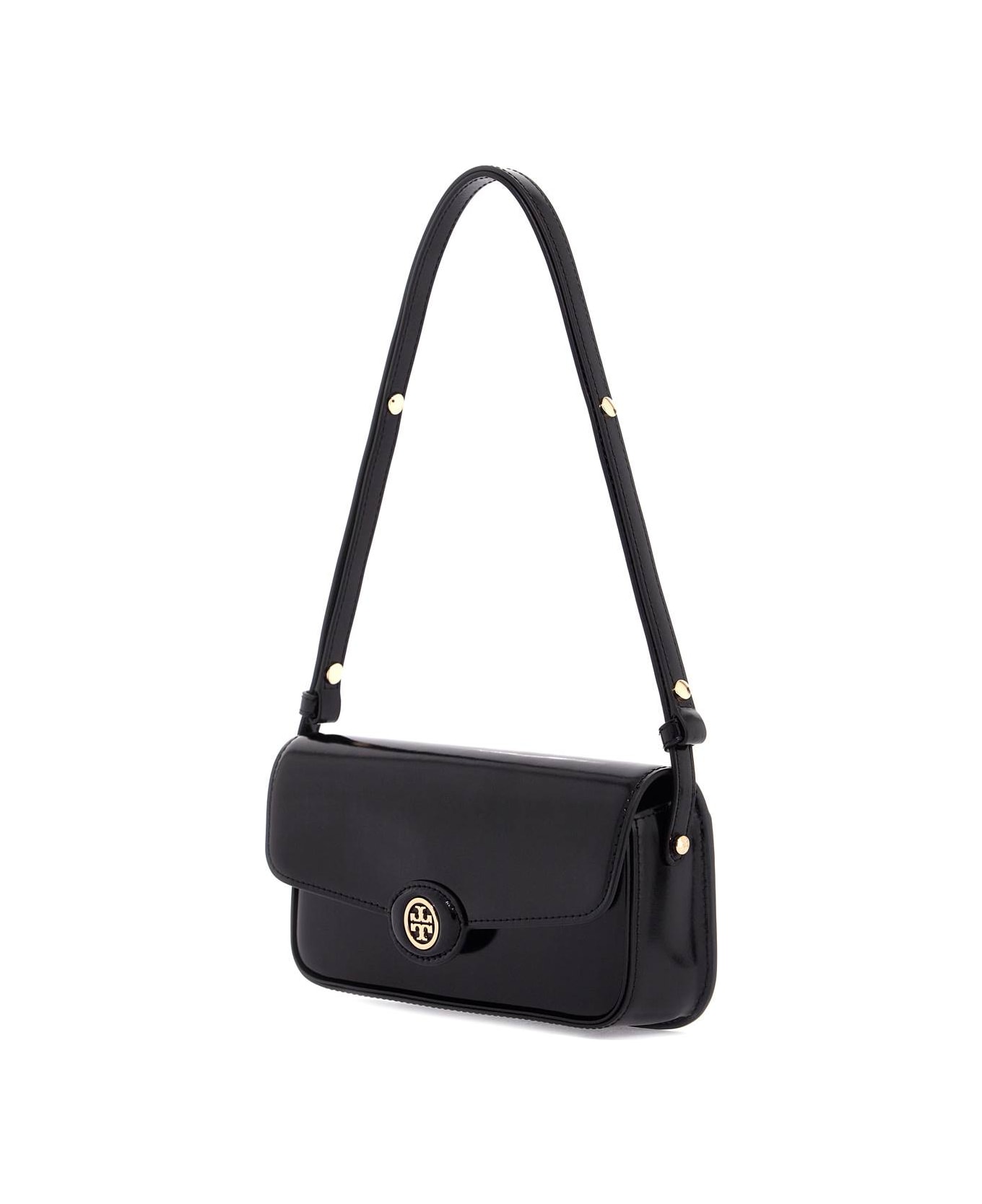 Tory Burch Robinson Brushed Leather Shoulder Bag - Black
