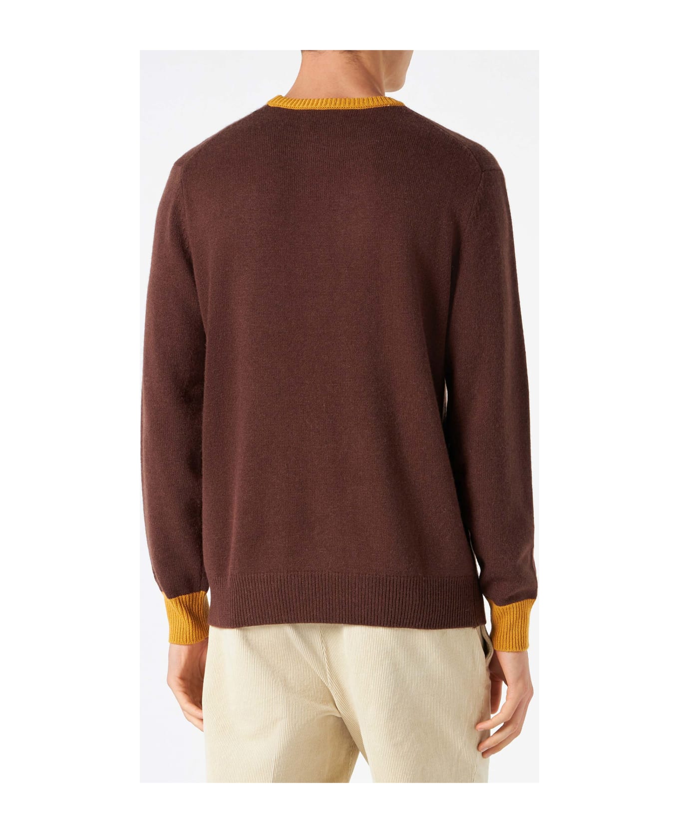 MC2 Saint Barth Man Brown Sweater With Faccio Cose, Vedo Gente Embroidery - unknown
