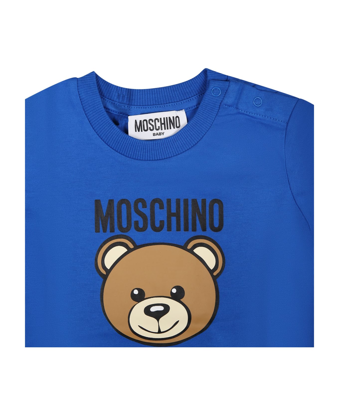 Moschino Blue Set For Baby Boy With Teddy Bear And Logo - Blue ボトムス