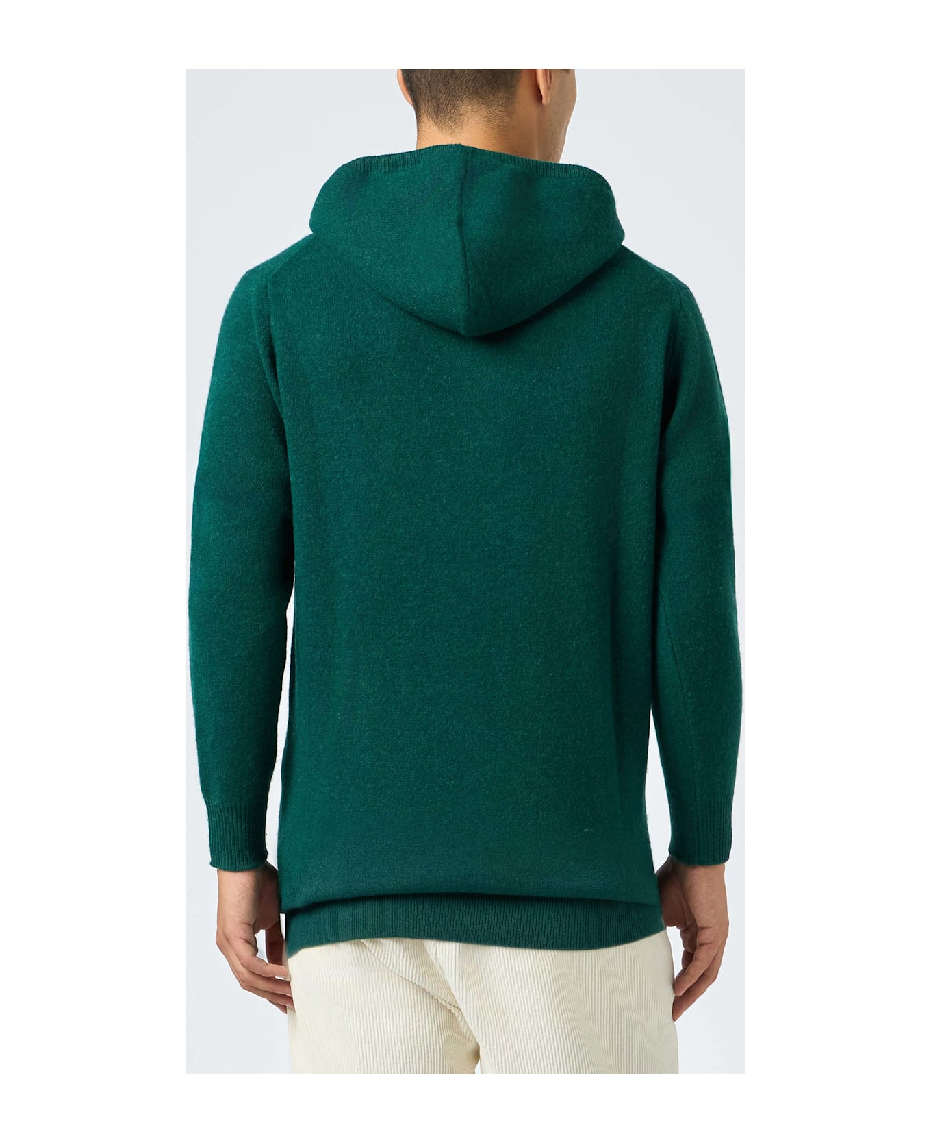 MC2 Saint Barth Man British Green Lambswool Hooded Sweater Mahony - APPLE GREEN