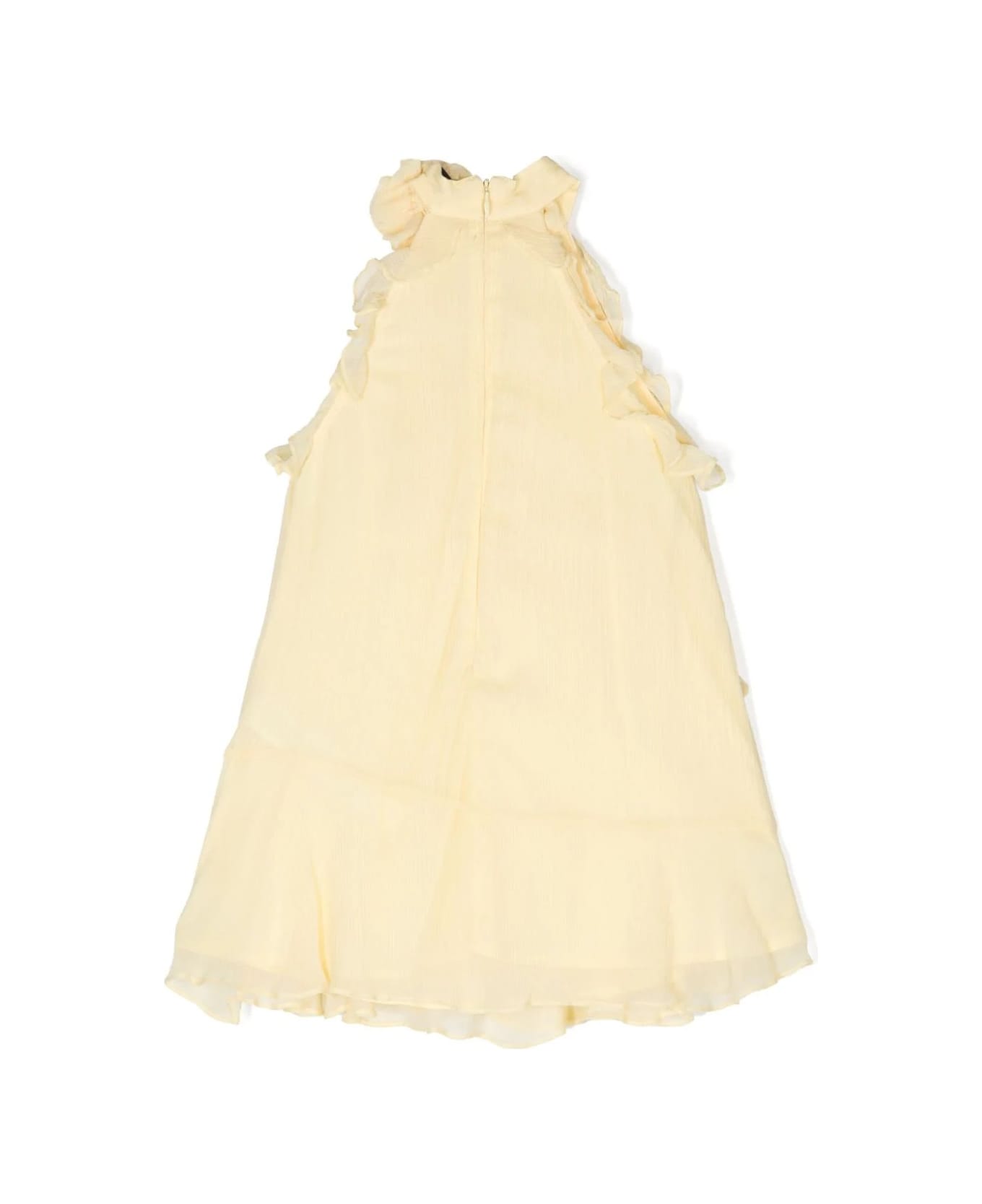 Miss Blumarine Pastel Yellow Ruffled Chiffon Dress - Yellow