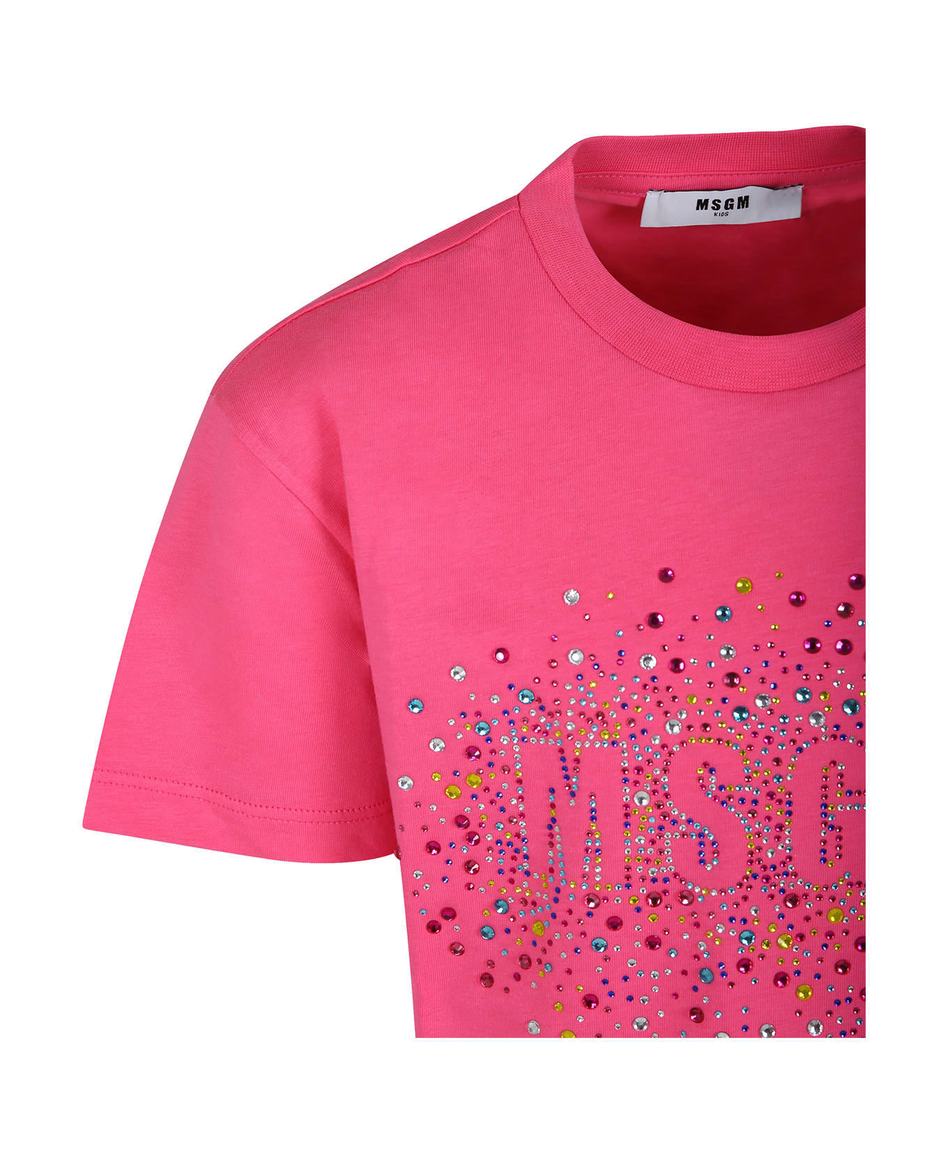 MSGM Pink T-shirt For Girl With Logo - Fuchsia