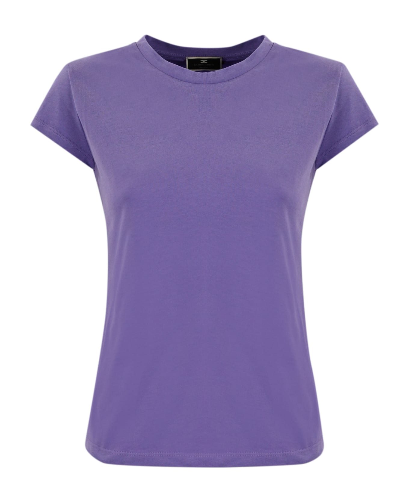 Elisabetta Franchi Jersey T-shirt With Embroidered Logo - Purple