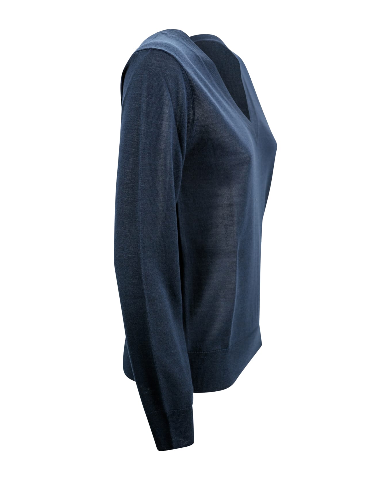 Parosh V-neck Fine-knit Jumper - Blue