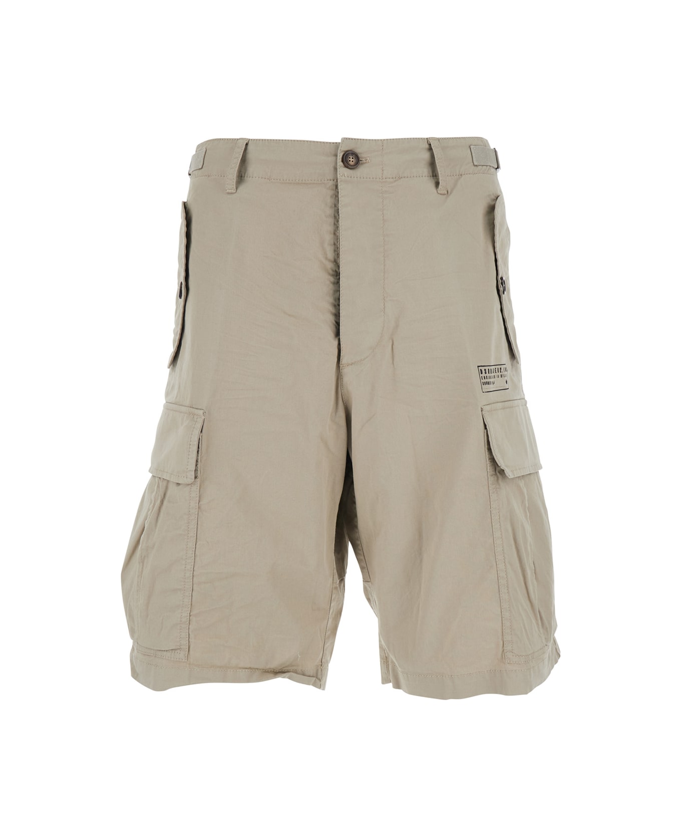 Dsquared2 Grey Shorts With Wide Leg And Four Flap Pockets With Buttons In Cotton Stretch Man - Grey