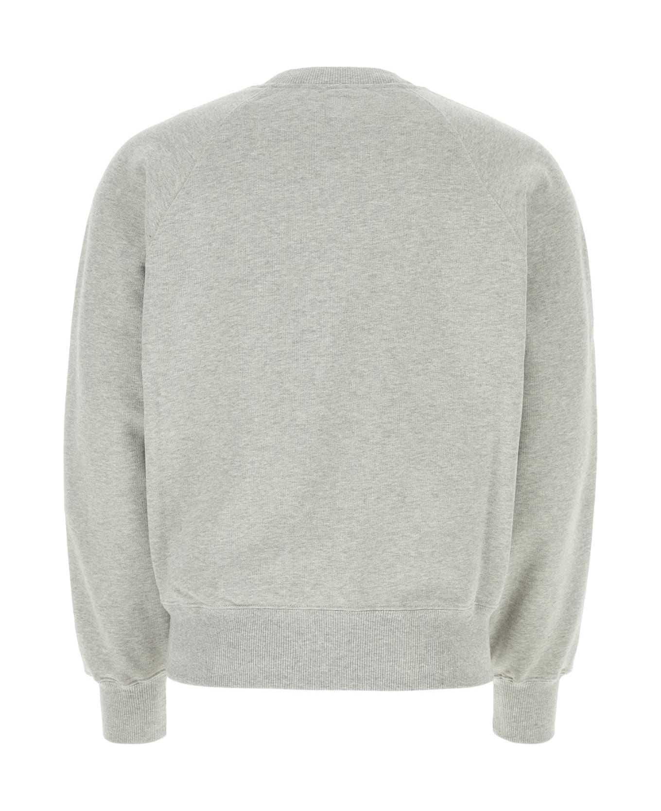 Ami Alexandre Mattiussi Melange Grey Stretch Cotton Sweatshirt - HEATHERASHGREY