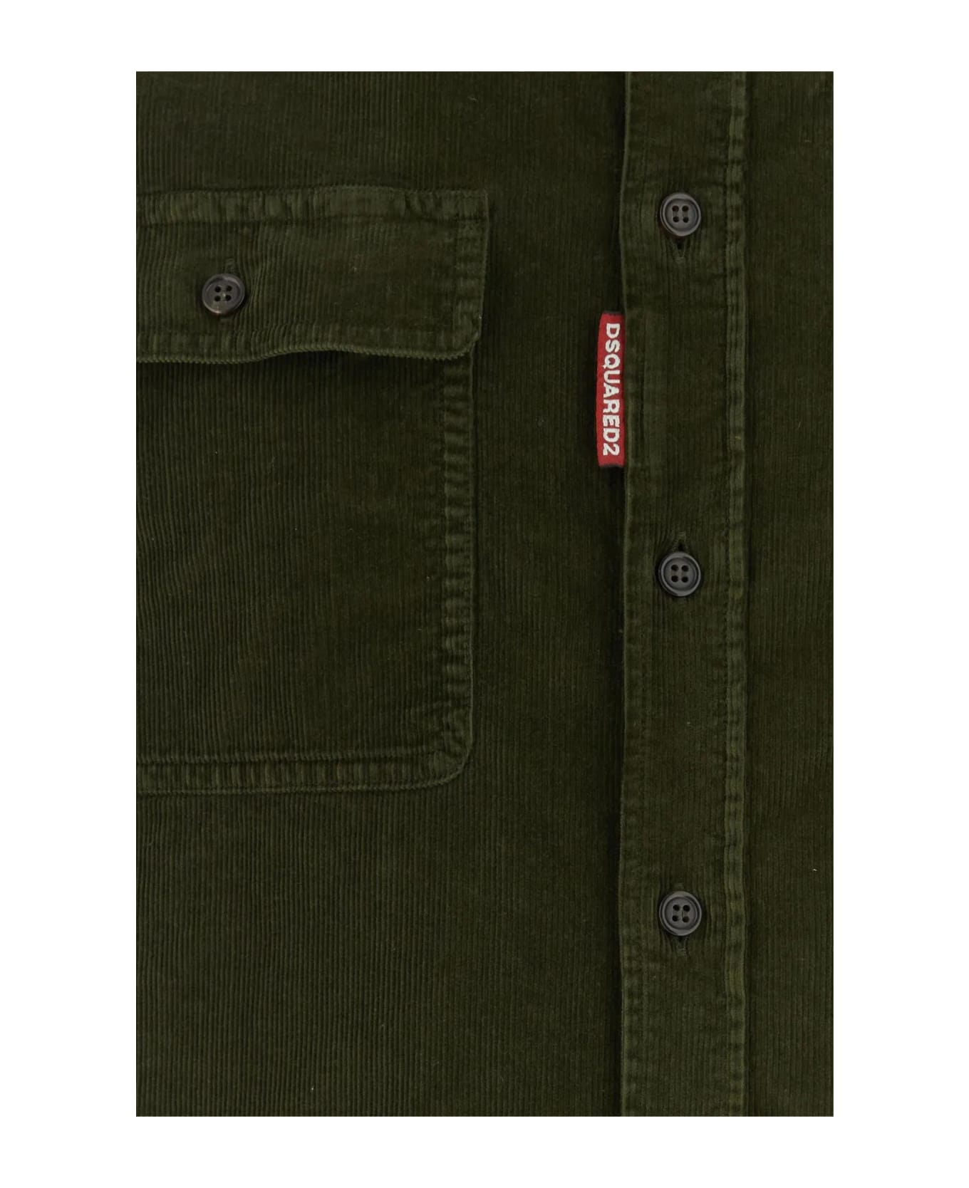 Dsquared2 Bottle Green Stretch Corduroy Shirt