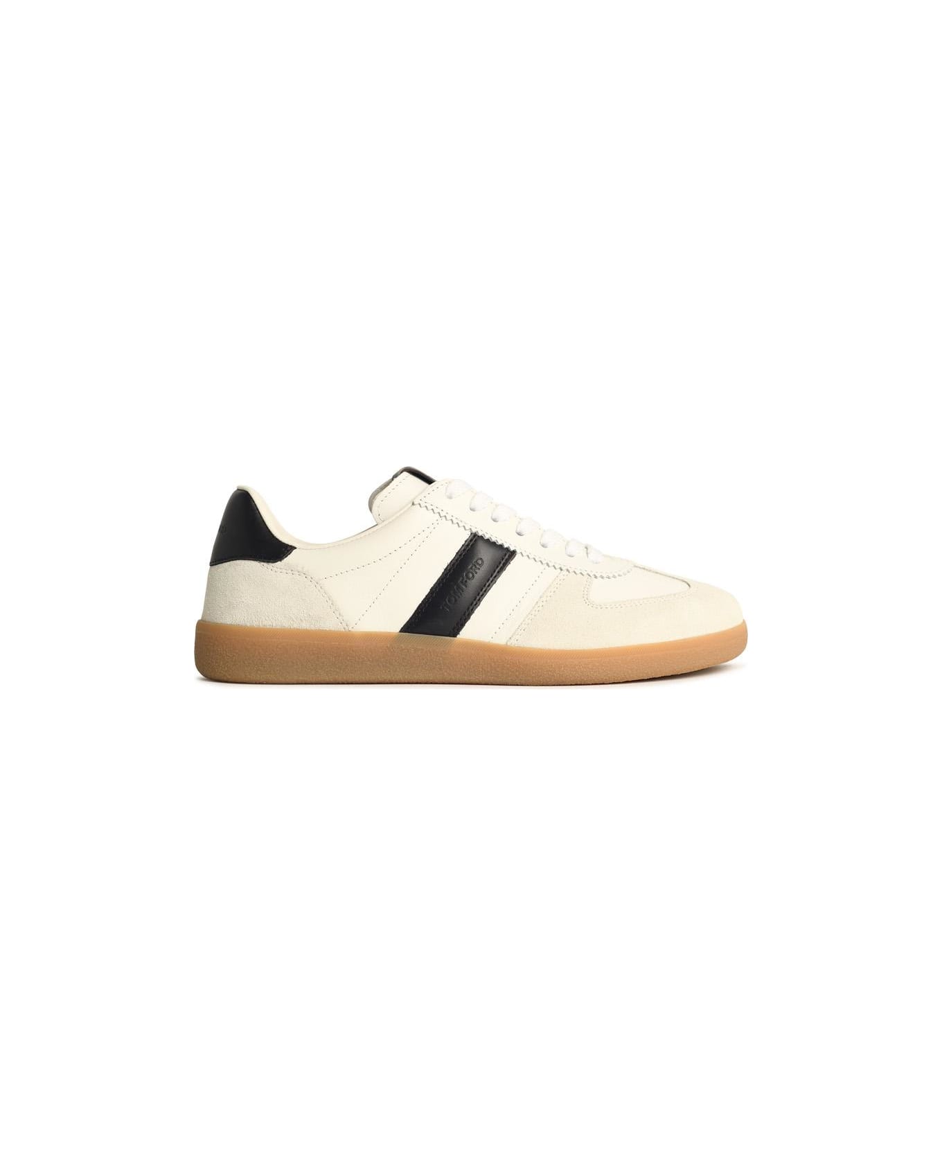 Tom Ford 
archer
 White Suede Sneakers - WHITE/BROWN
