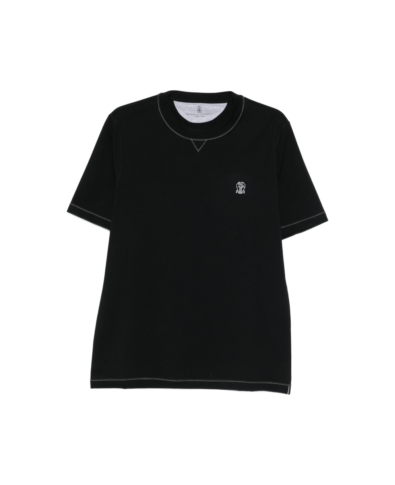 Brunello Cucinelli Logo Cotton T-shirt - Black