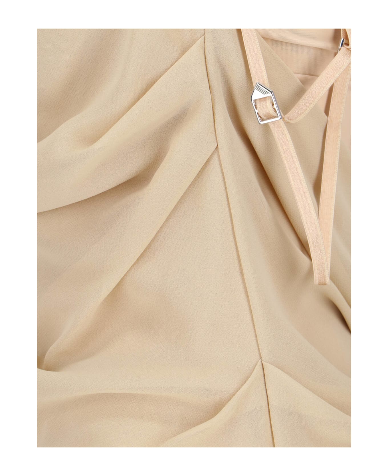 The Attico Midi Dress With Rhinestones - Beige