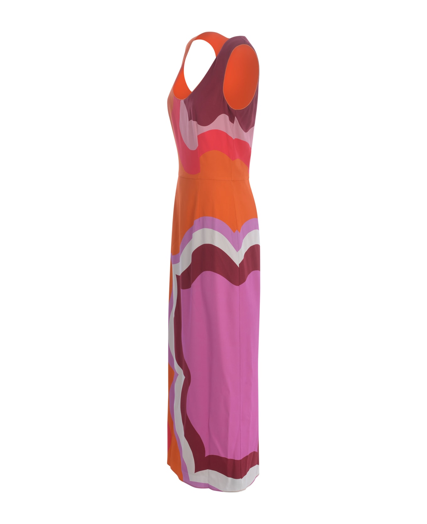 Etro Dress Sheath Etro "color Block" In Stretch Viscose - Arancione