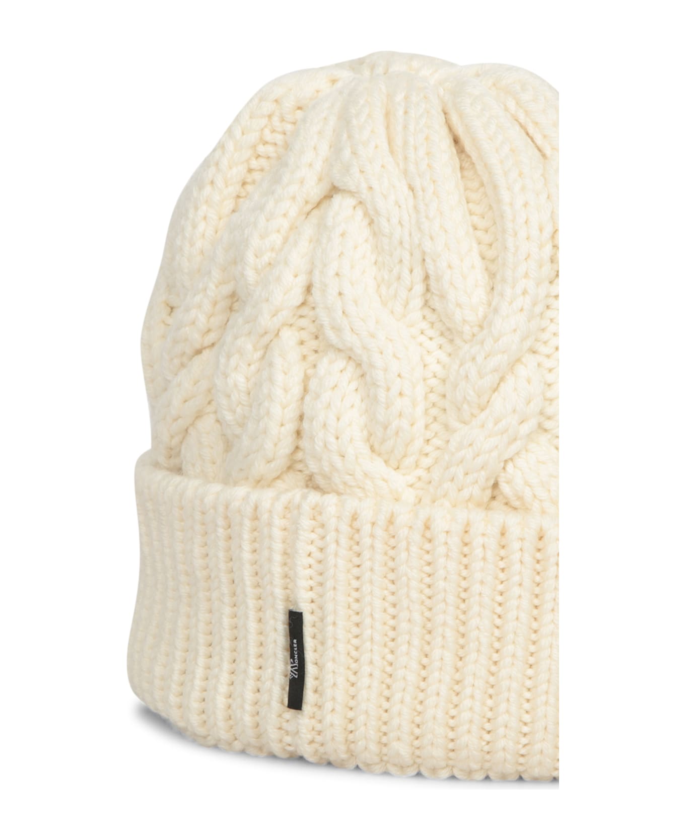 Moncler Grenoble White Wool Beanie Hat - White