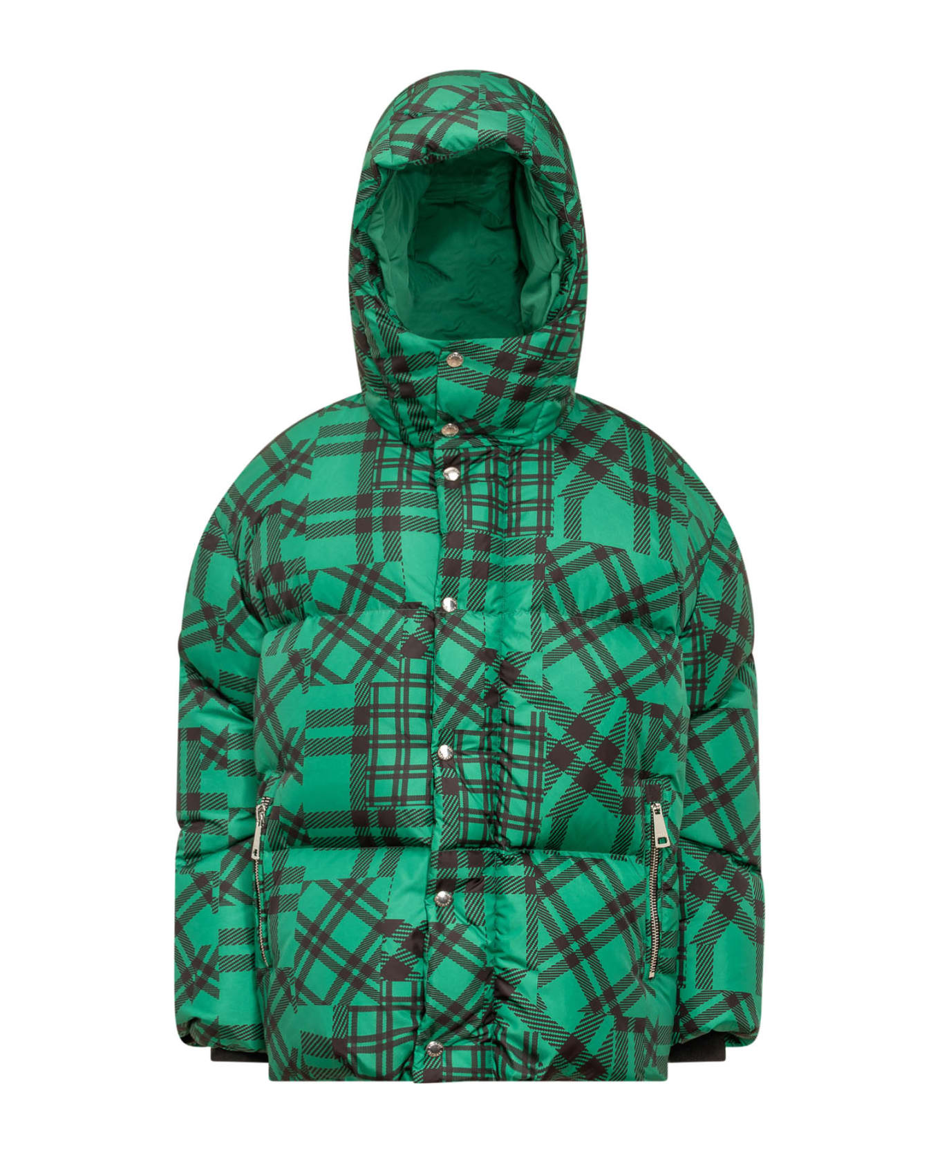 Khrisjoy Down Jacket With Hood - GREEN MULTI CHECK ダウンジャケット