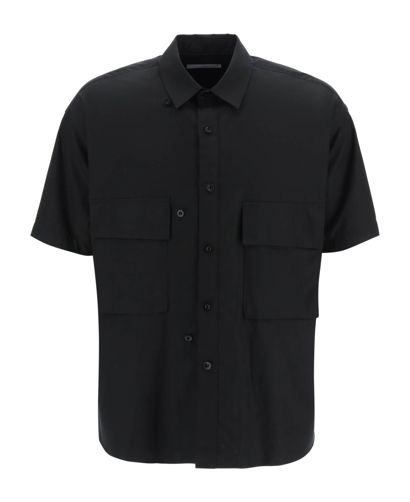 Sacai Short-sleeved Poplin Shirt - BLACK (Black)