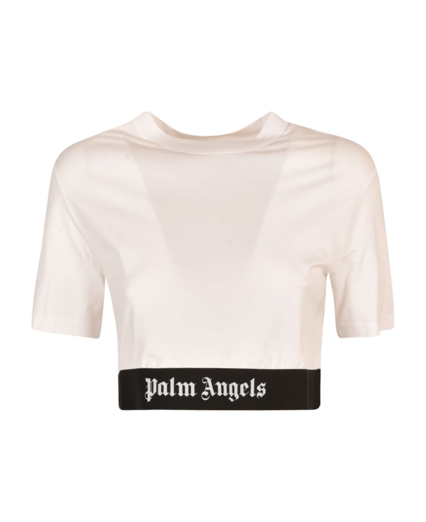 Palm Angels Logo Tape Cropped T-shirt - White