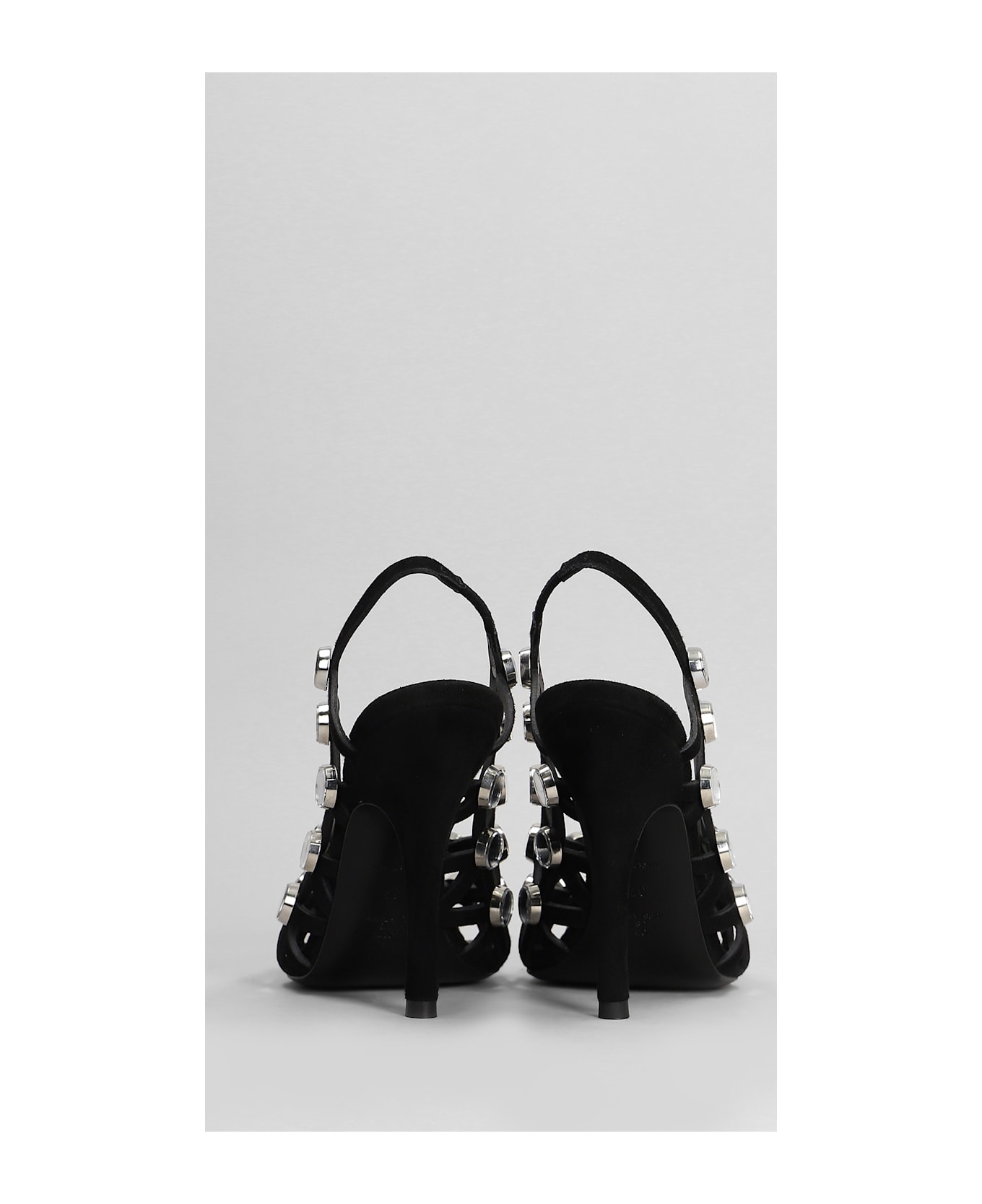 The Attico Grid Pumps In Black Leather - black