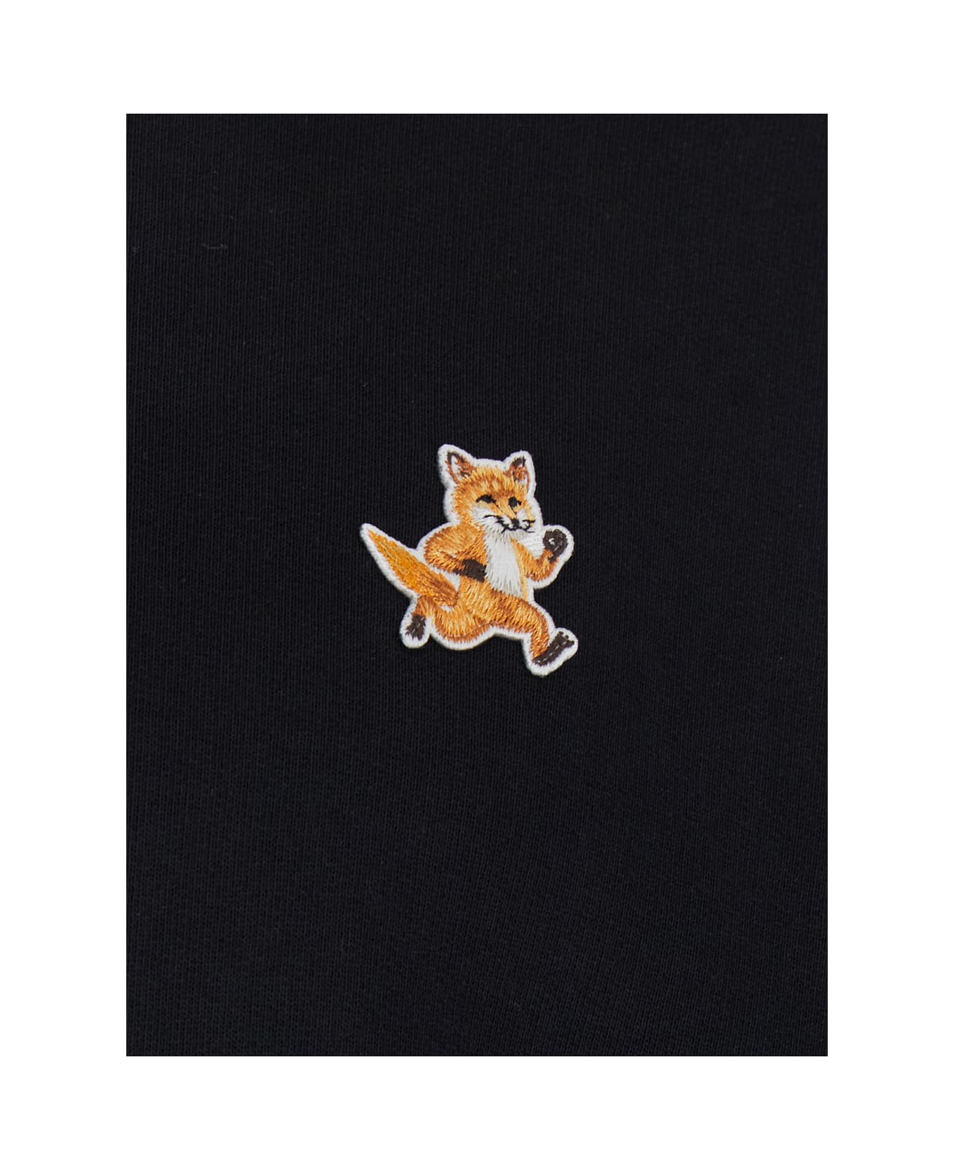 Maison Kitsuné Black Hoodie With Speedy Fox Logo Patch On The Front In Cotton Man - Black