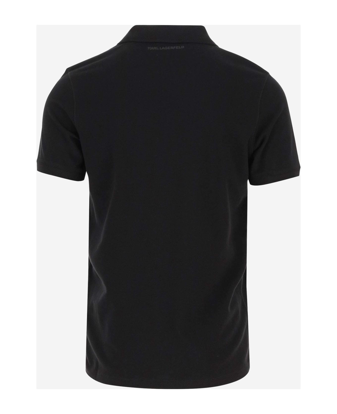 Karl Lagerfeld Stretch Cotton Polo Shirt With Logo - Black