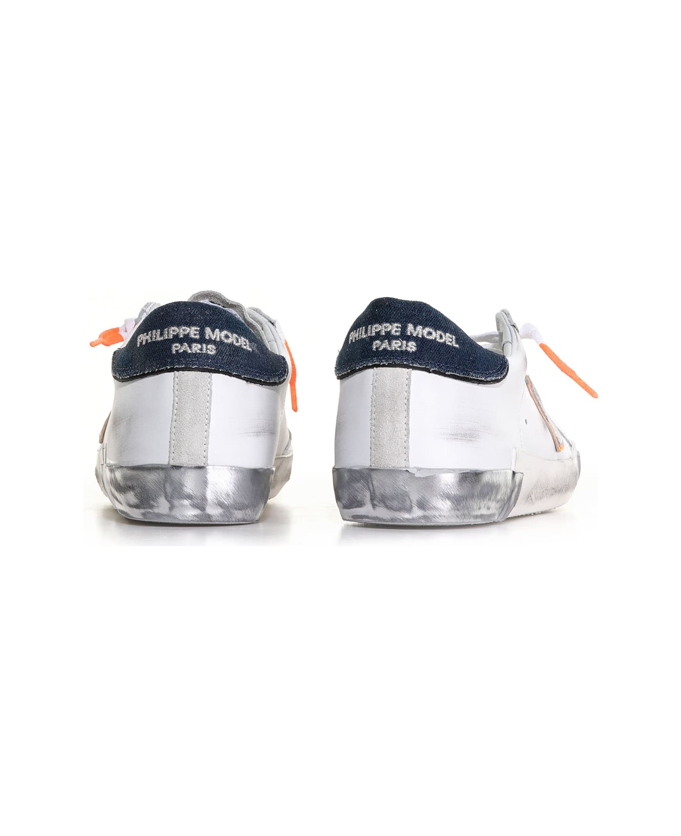 Philippe Model Prsx Sneaker With Denim Heel - BIANCO DENIM ARGENTO ARANCIO スニーカー