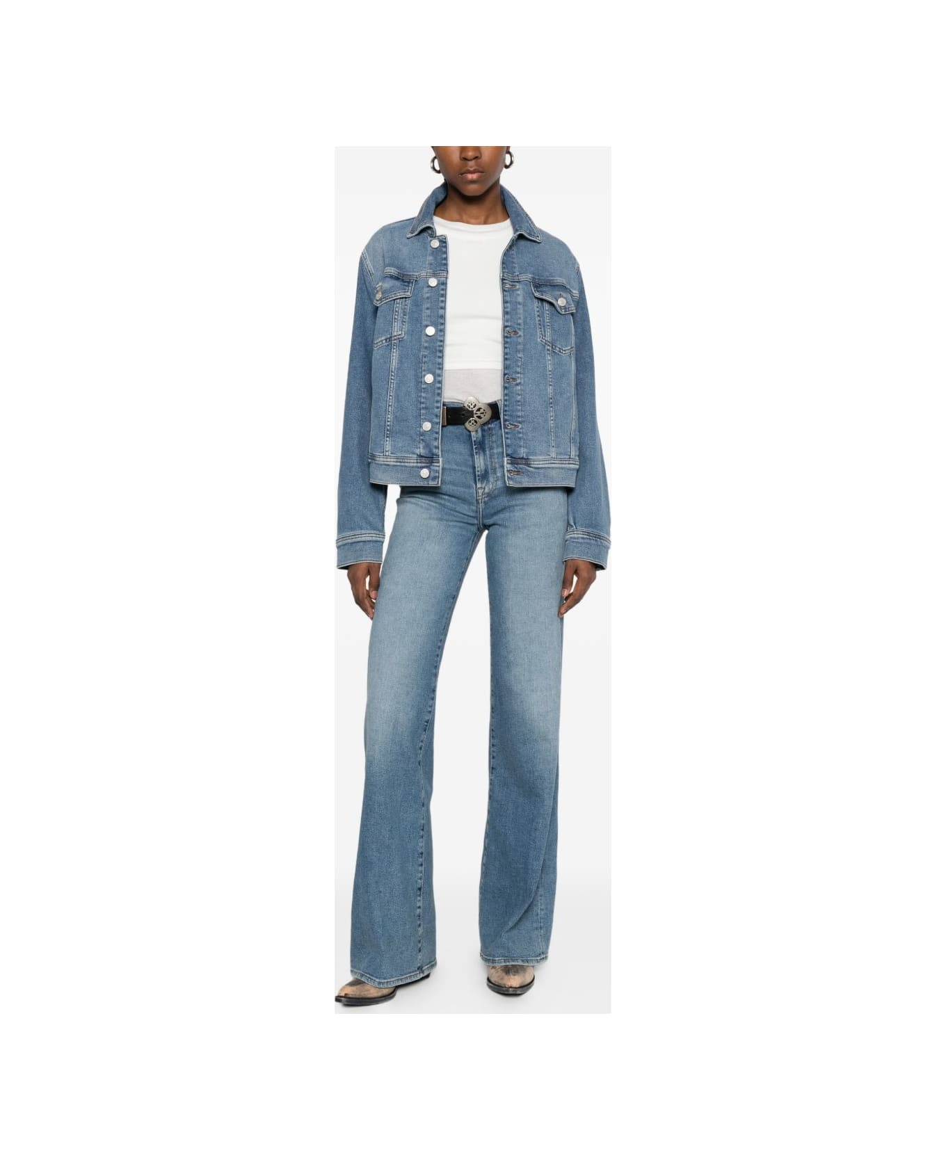 7 For All Mankind Adi Denim Trucker Jacket - Clear Blue