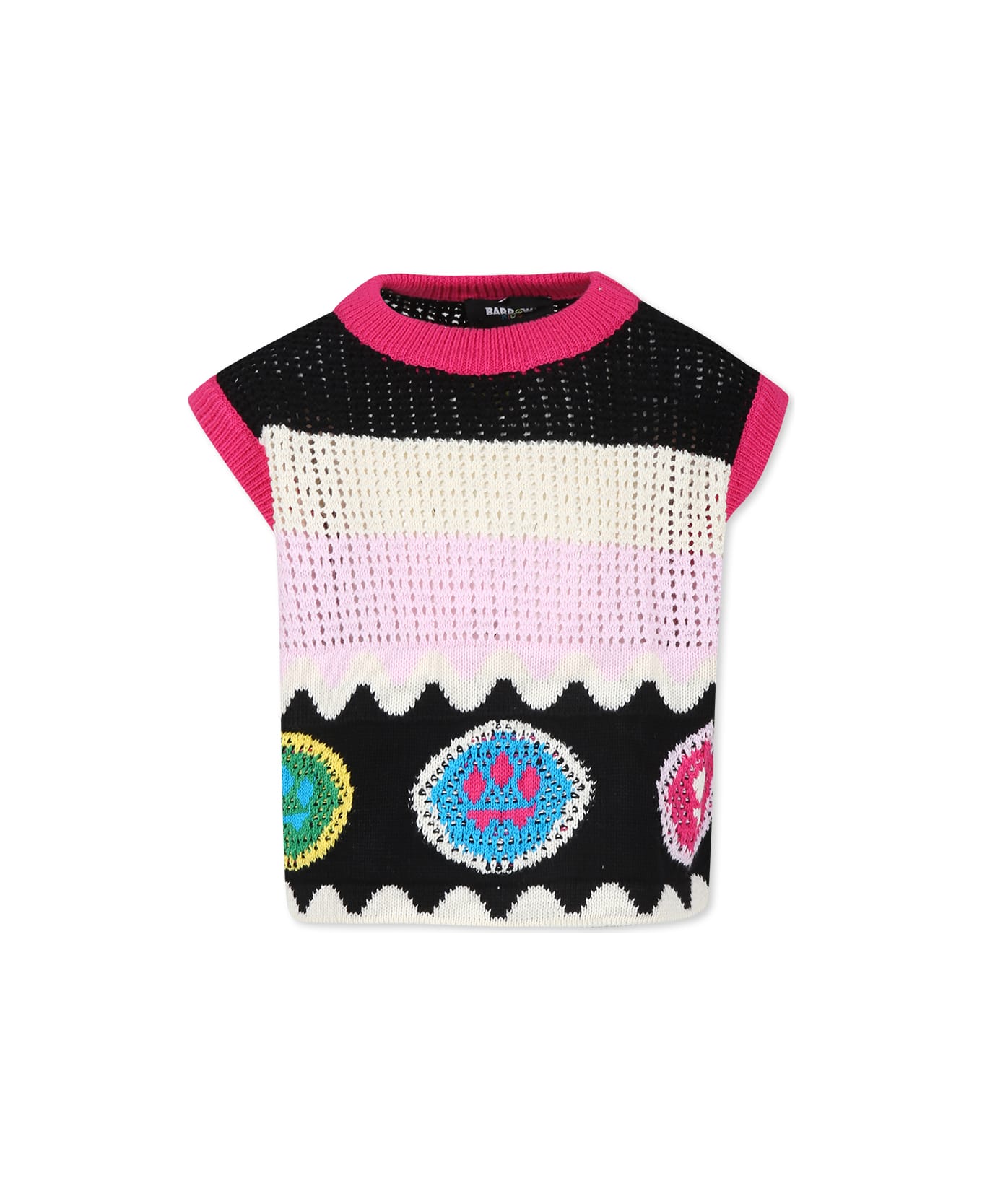 Barrow Black Top For Girl With Smiley - Black